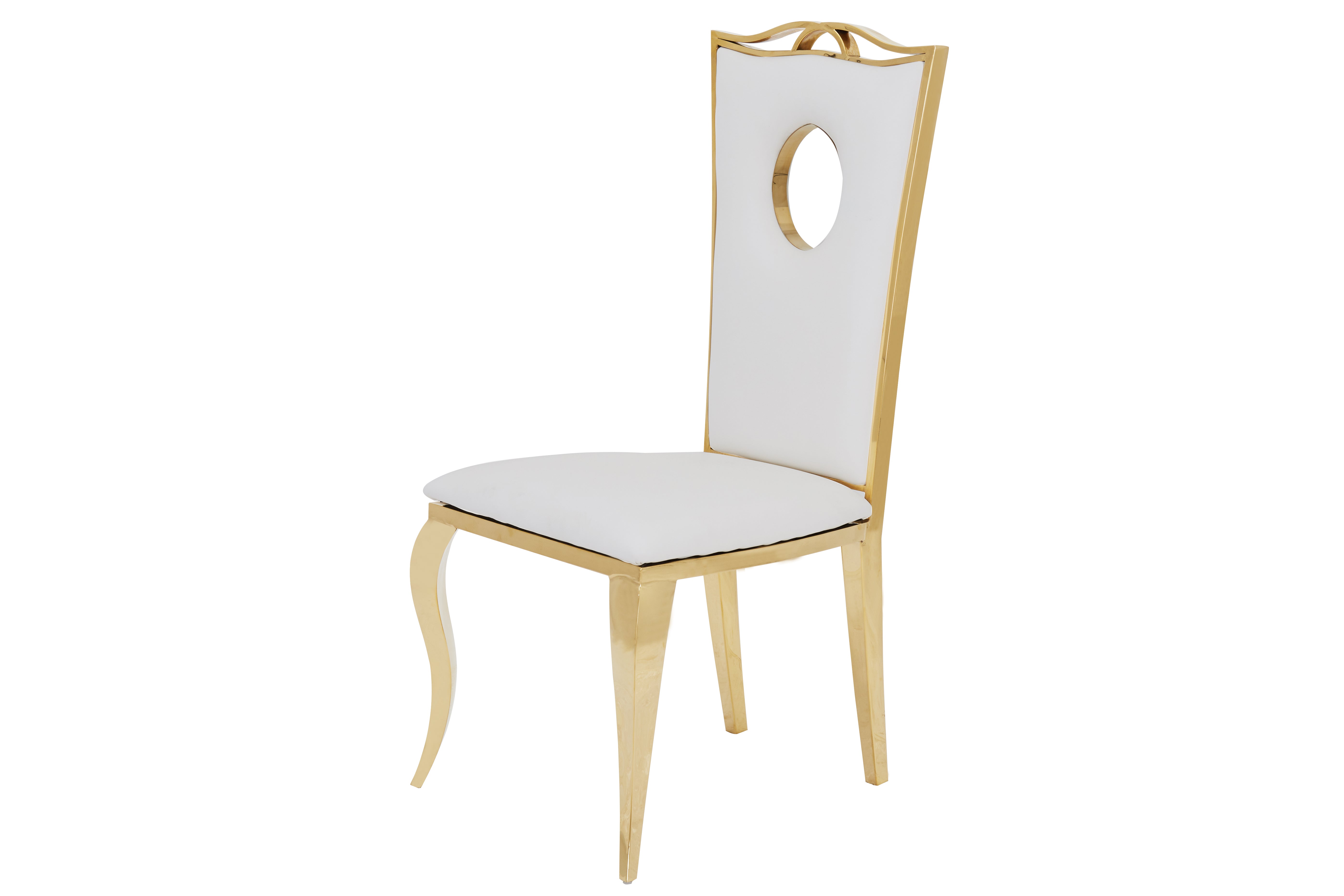 Lot de 4 Chaises Baroque ROYAL Gold Simili Blanc