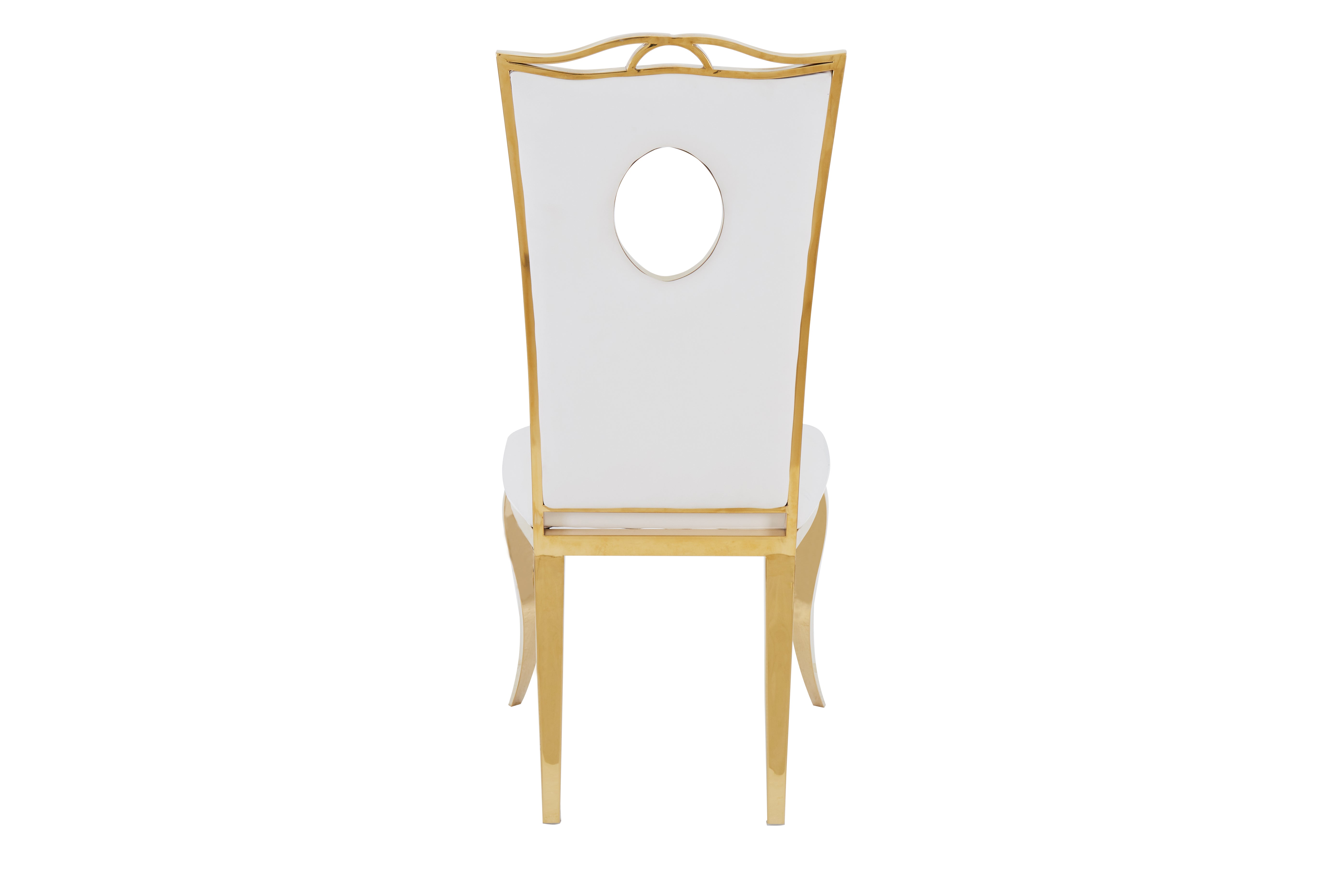 Lot de 4 Chaises Baroque ROYAL Gold Simili Blanc