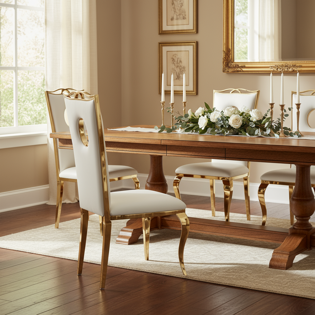 Lot de Chaises baroque ROYAL Gold Simili #couleur_blanc