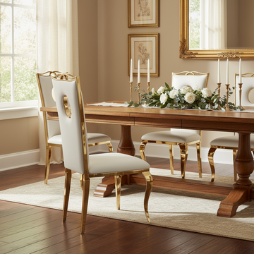 Lot de Chaises baroque ROYAL Gold Simili #couleur_blanc