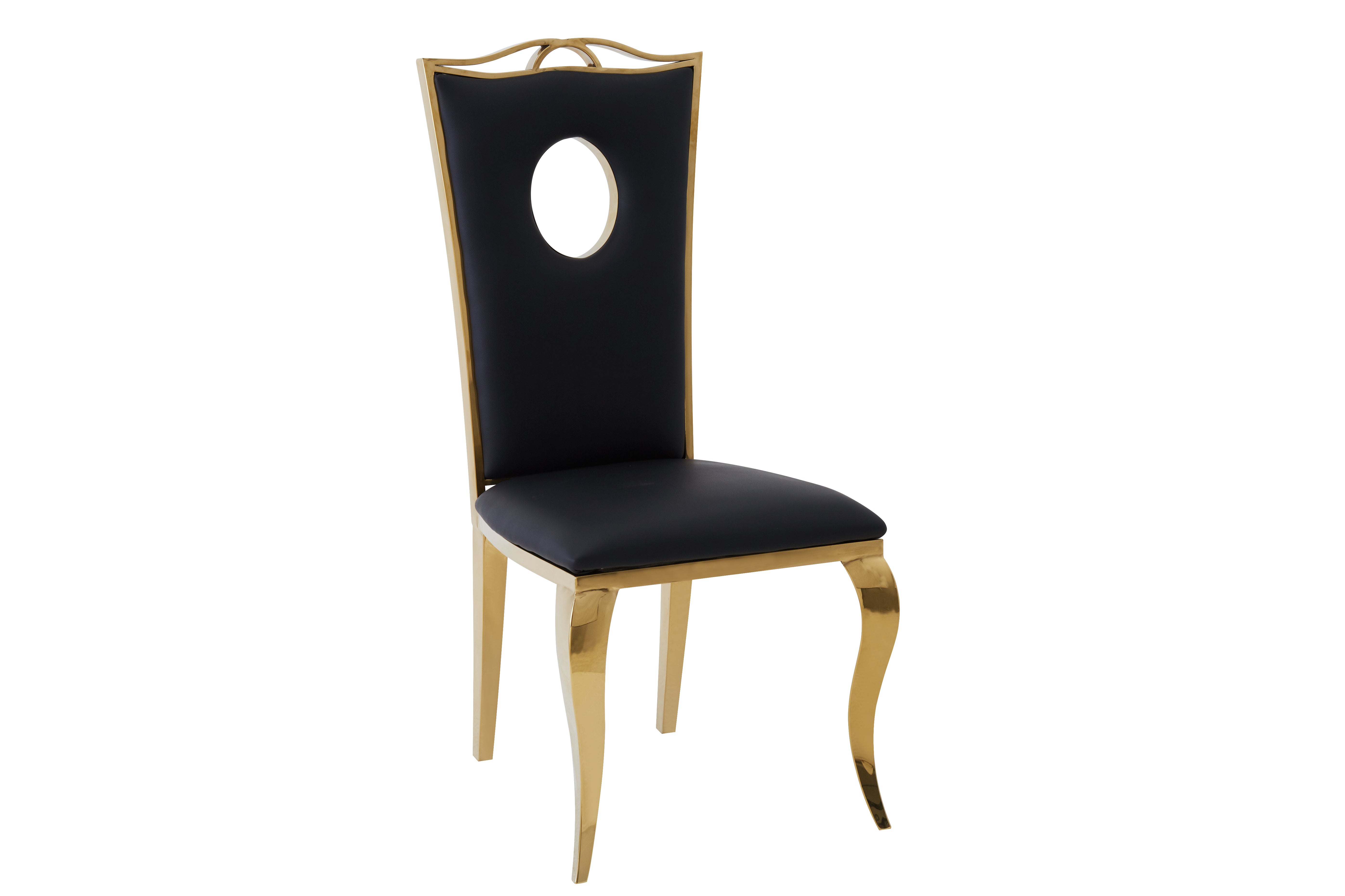 Lot de 4 Chaises Baroque ROYAL Gold Simili Noir