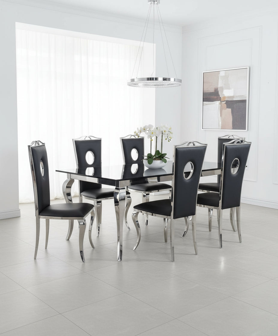 Lot de 4 Chaises baroque ROYAL Chrome Simili NOIR