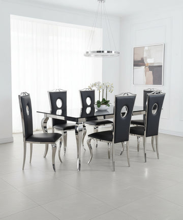 Lot de 4 Chaises baroque ROYAL Chrome Simili NOIR