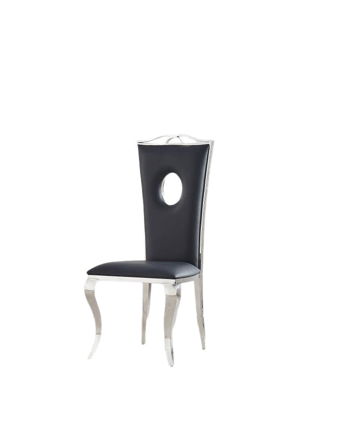 Lot de 4 Chaises baroque ROYAL Chrome Simili NOIR