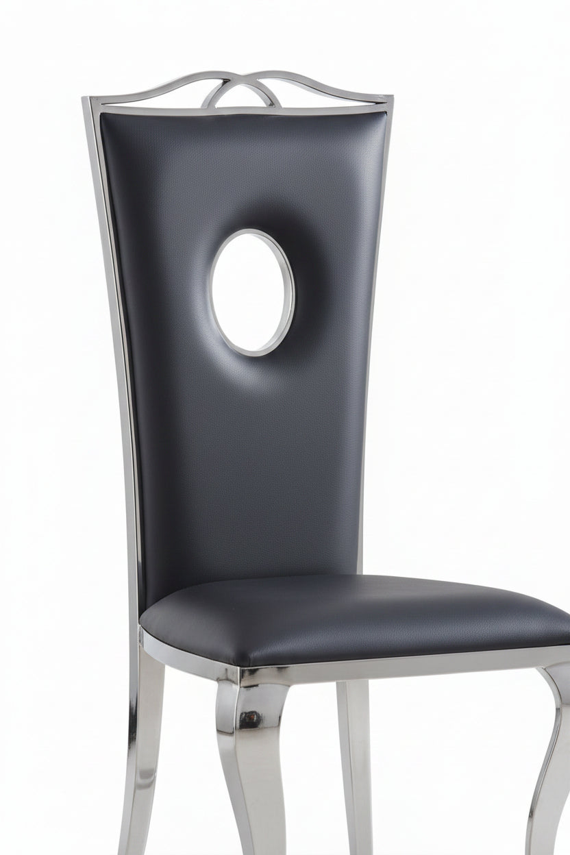 Lot de 4 Chaises baroque ROYAL Chrome Simili NOIR