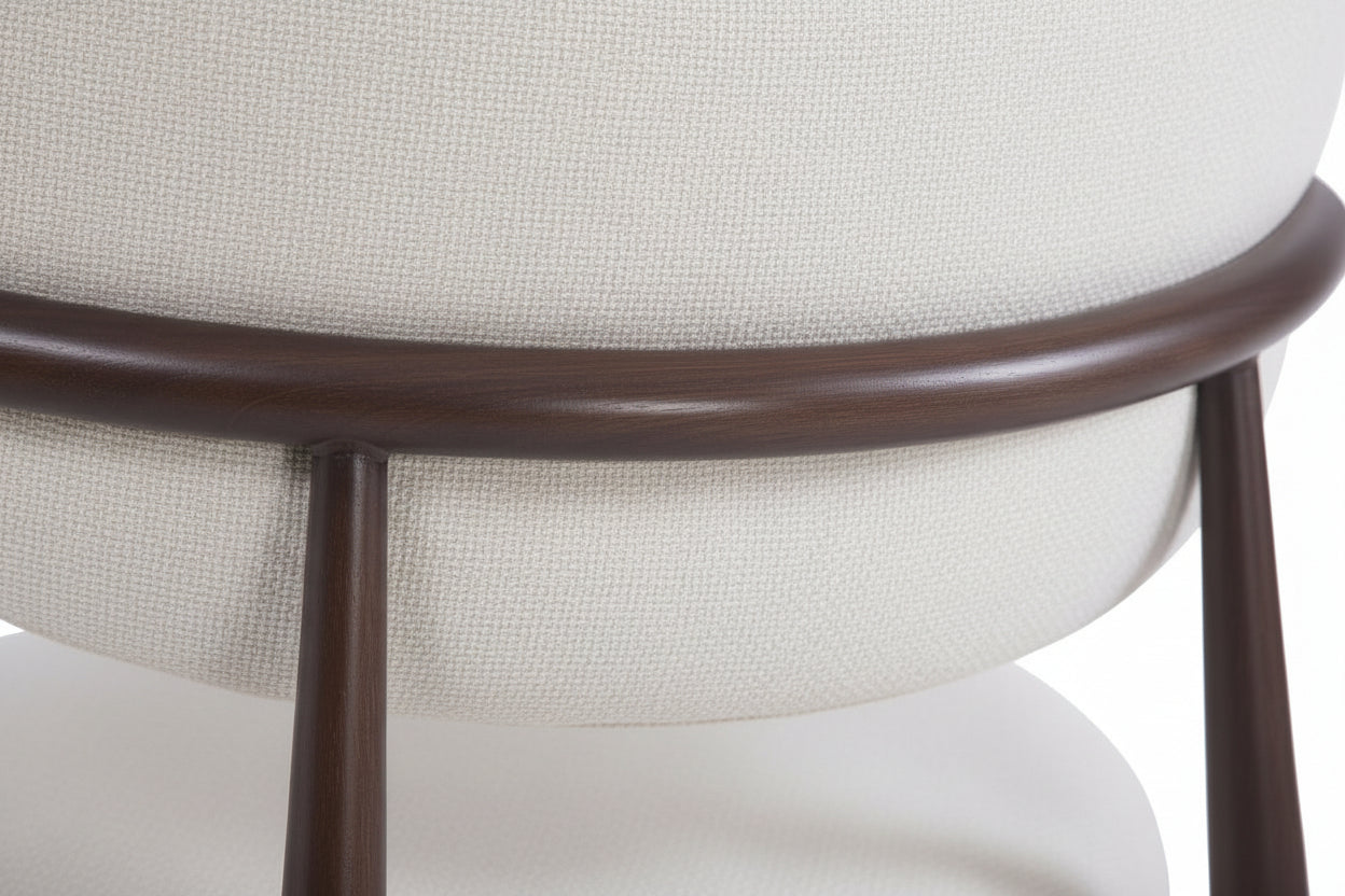 Lot de 4 Chaises de salle à manger Design – Piètement Effet Noyer & Tissu Beige