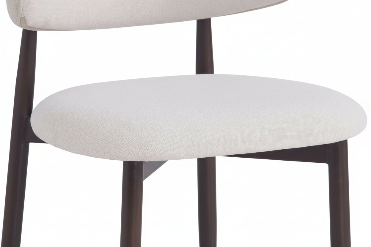 Lot de 4 Chaises de salle à manger Design – Piètement Effet Noyer & Tissu Beige