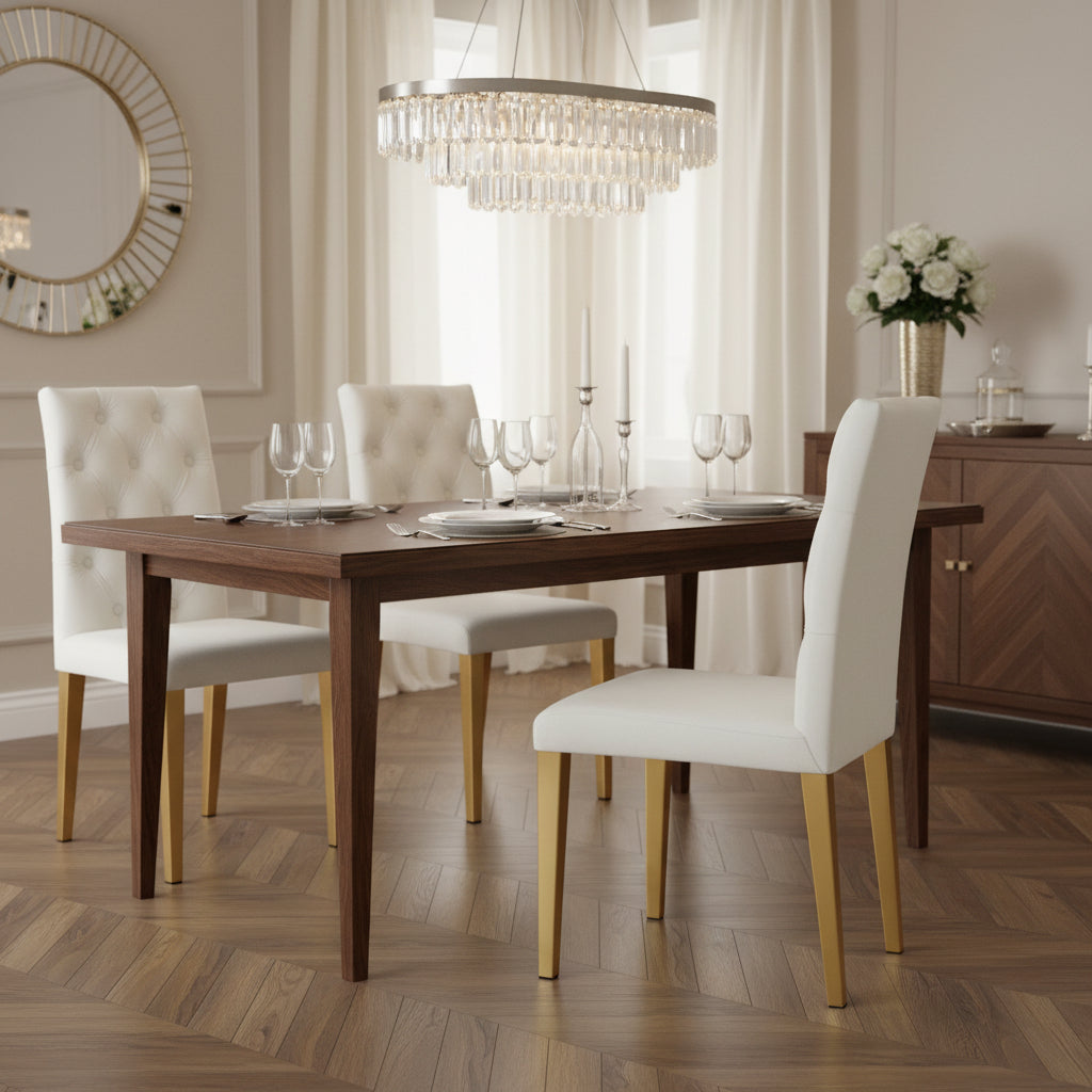 Lot de 2 chaises NEVADA capitonnés gold - écru