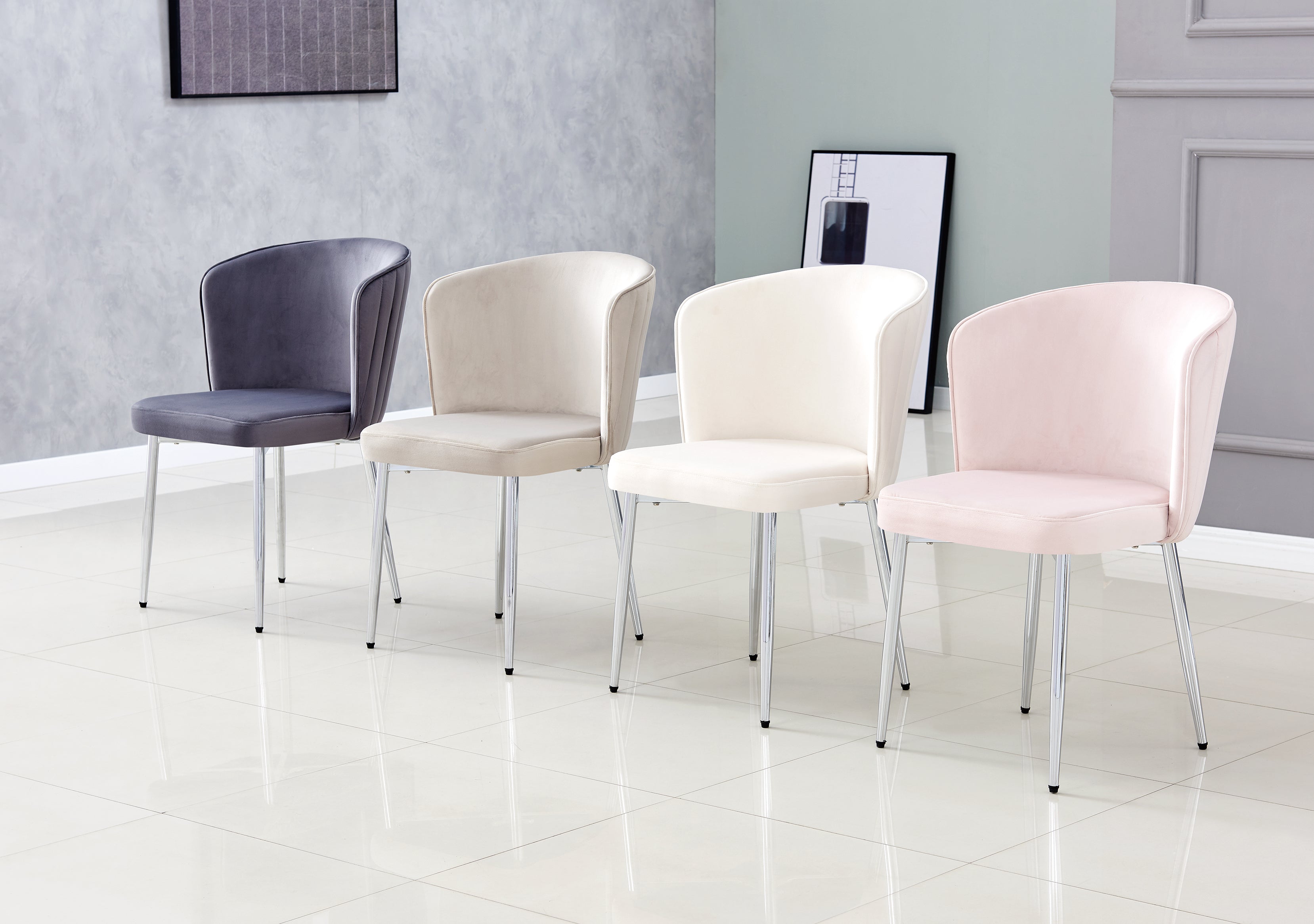 Lot de 2 chaises moderne DIANA chrome velours