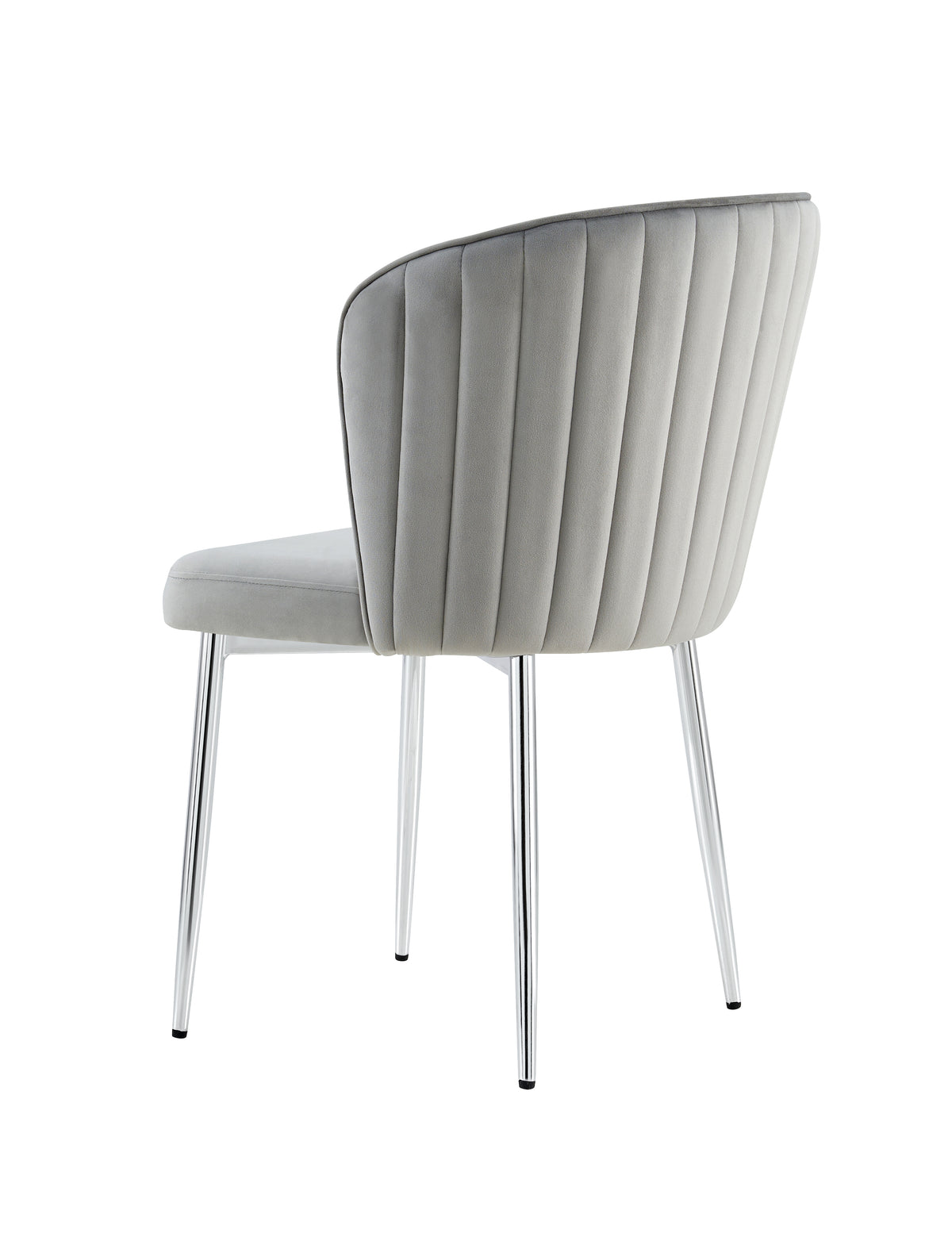 Lot de 4 chaises velours gris pieds métal chromé – Diana
