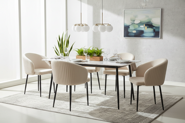 Lot 2 Chaises Salle à Manger Carlita Accoudoirs Velours Beige Pieds Gold 44,5x50x80cm