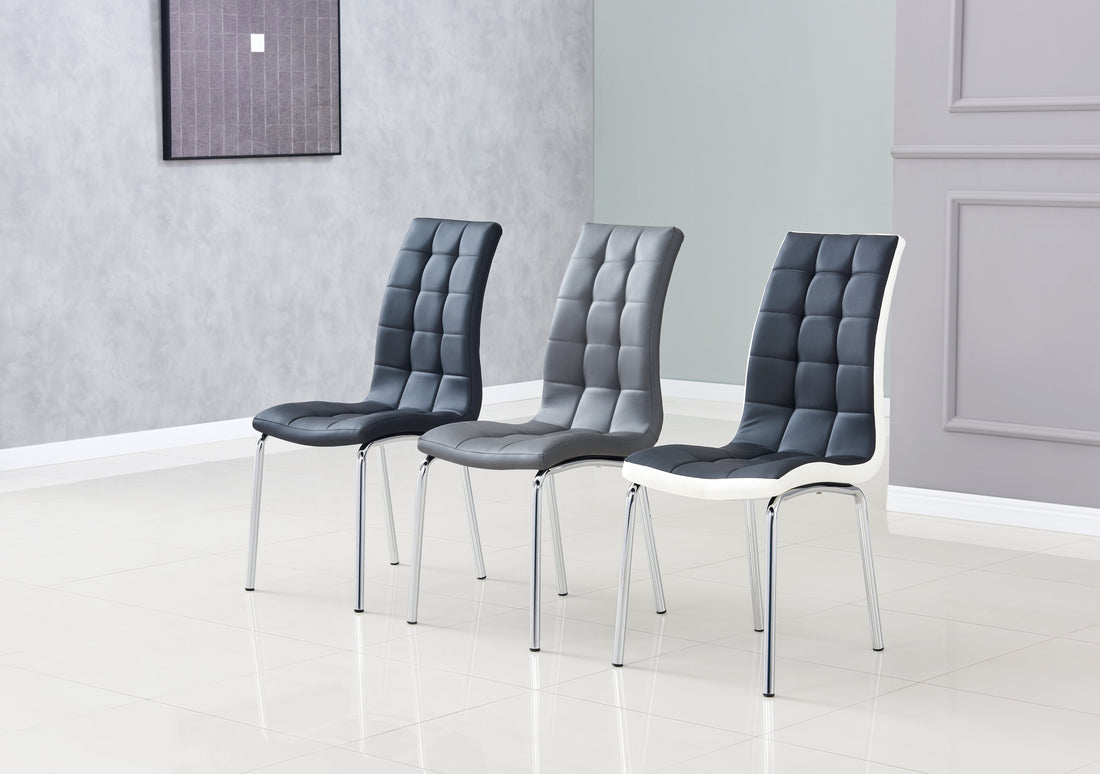 Lot de chaises EMMA simili cuir #couleur_gris