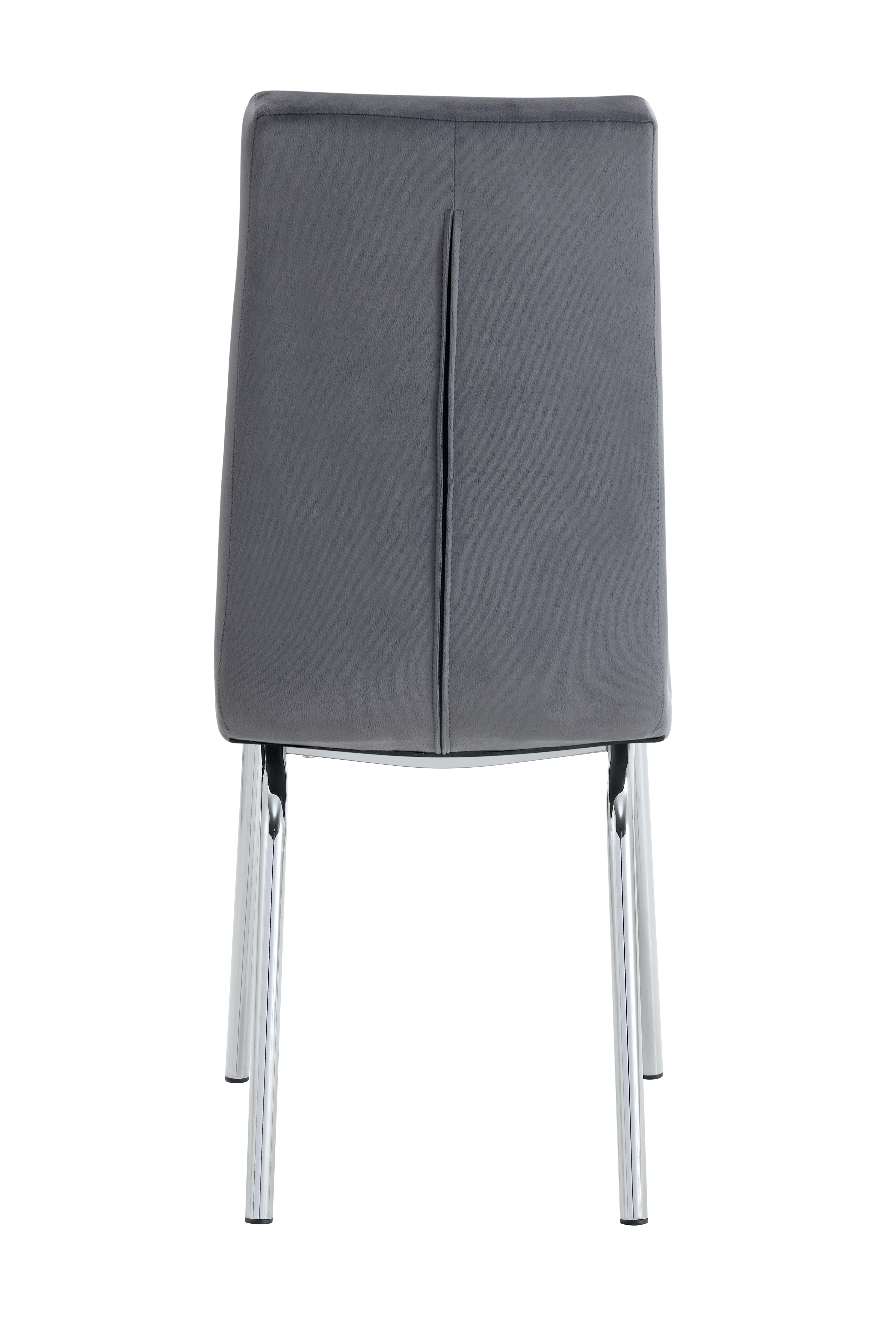 Lot 6 chaises salle à manger velours gris capitonné pieds chromés - Emma #couleur_gris