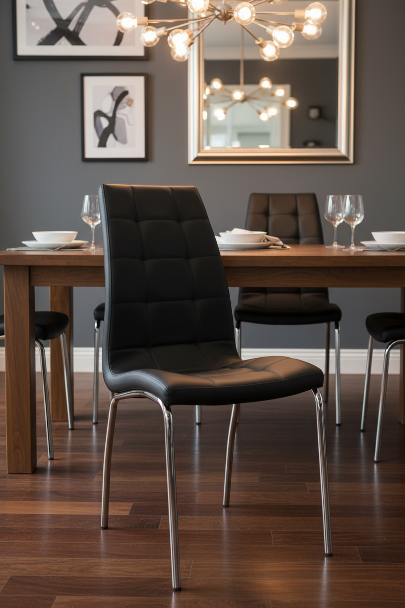 Lot de chaises EMMA simili cuir #couleur_noir