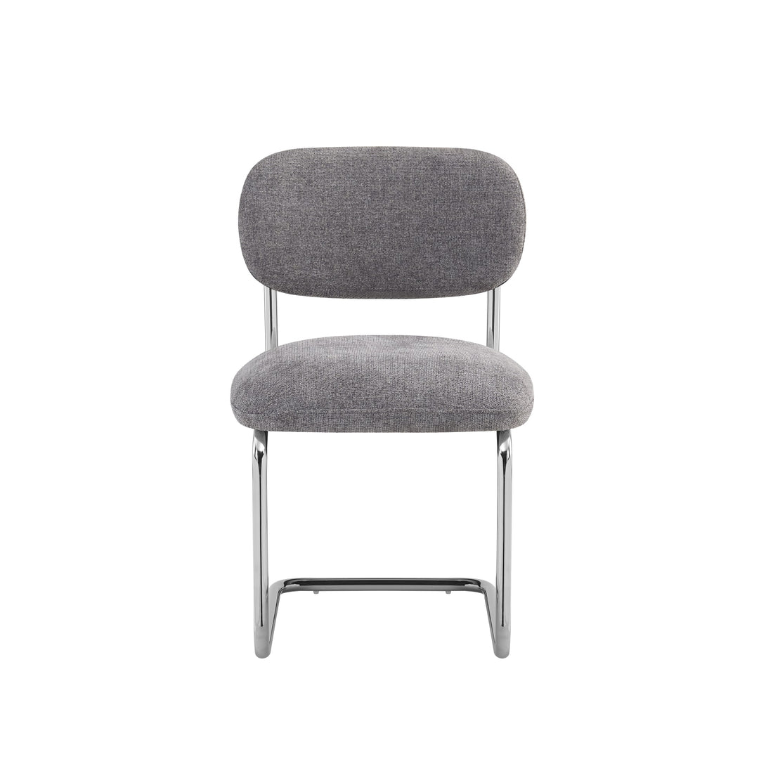 CHAISE ARC TISSU MARBELLA ANTHRACITE PIED CHROME