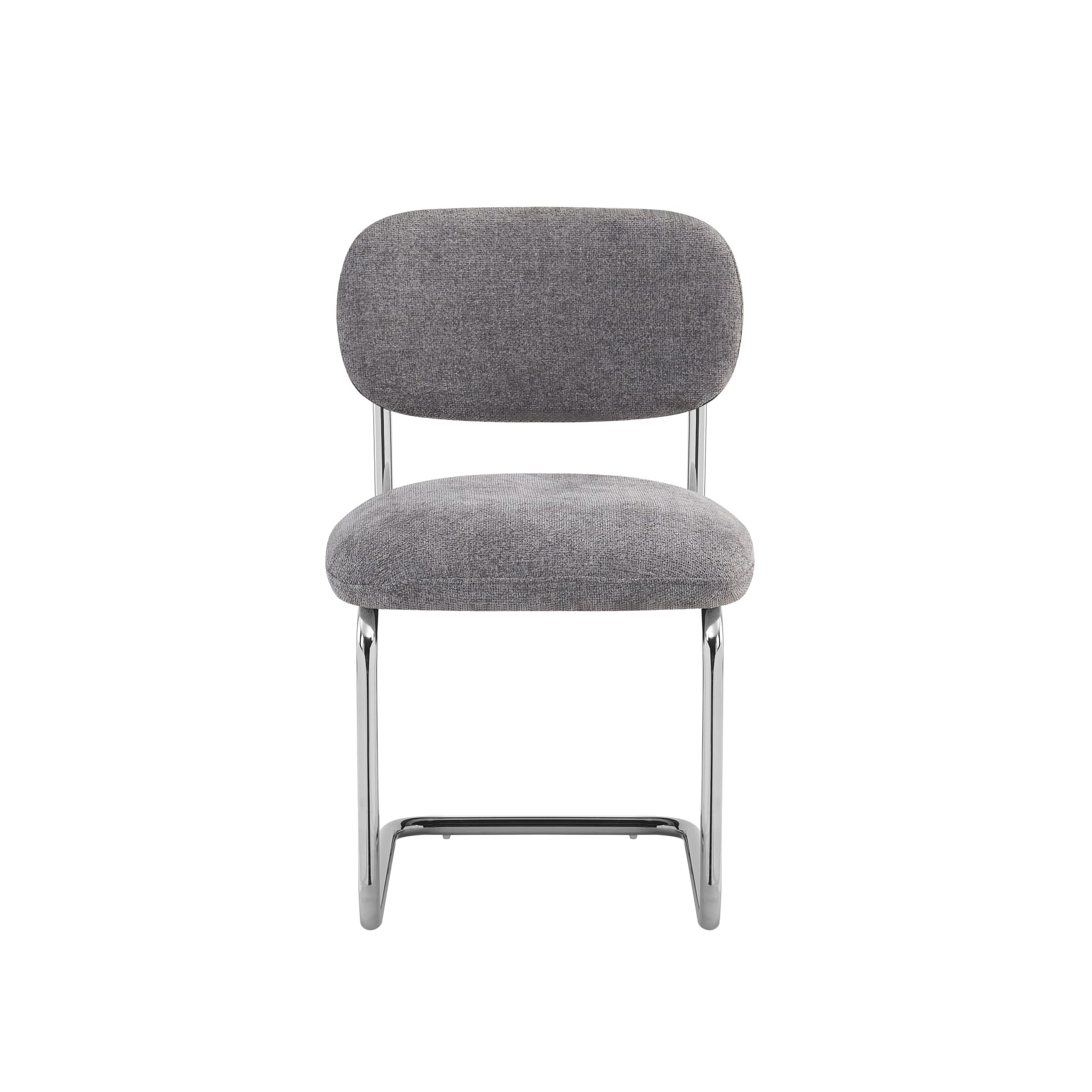CHAISE ARC TISSU MARBELLA ANTHRACITE PIED CHROME