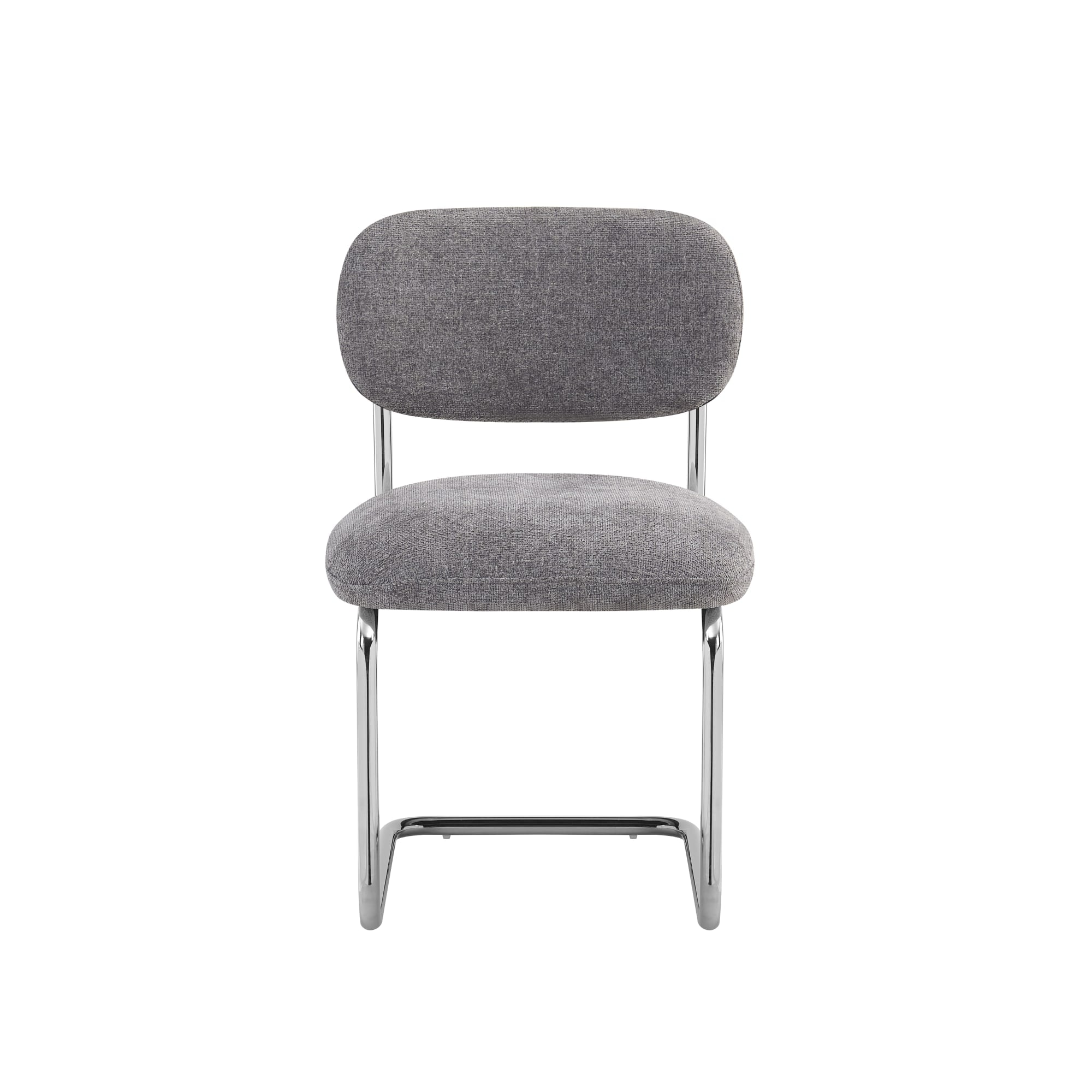 CHAISE ARC TISSU MARBELLA ANTHRACITE PIED CHROME