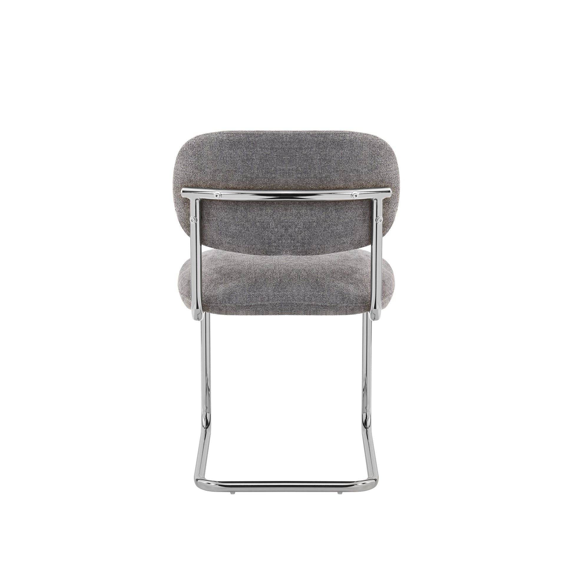 CHAISE ARC TISSU MARBELLA ANTHRACITE PIED CHROME