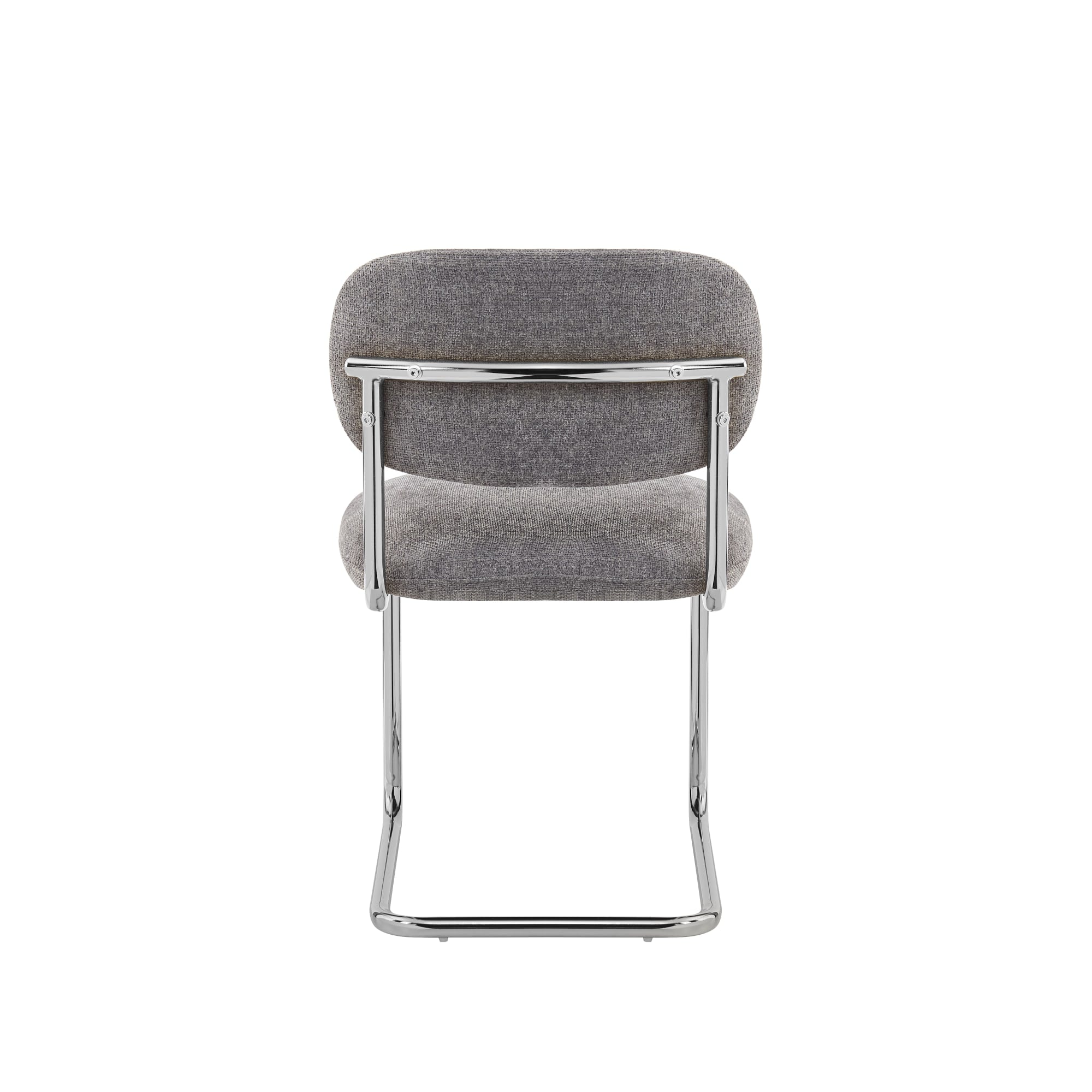 CHAISE ARC TISSU MARBELLA ANTHRACITE PIED CHROME
