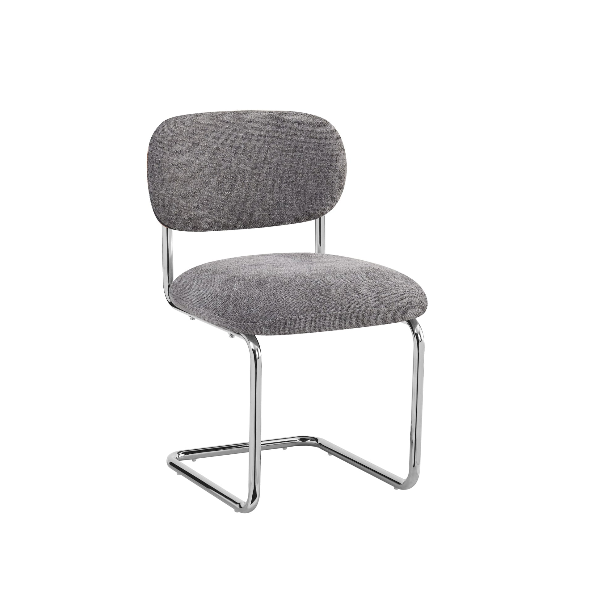 CHAISE ARC TISSU MARBELLA ANTHRACITE PIED CHROME