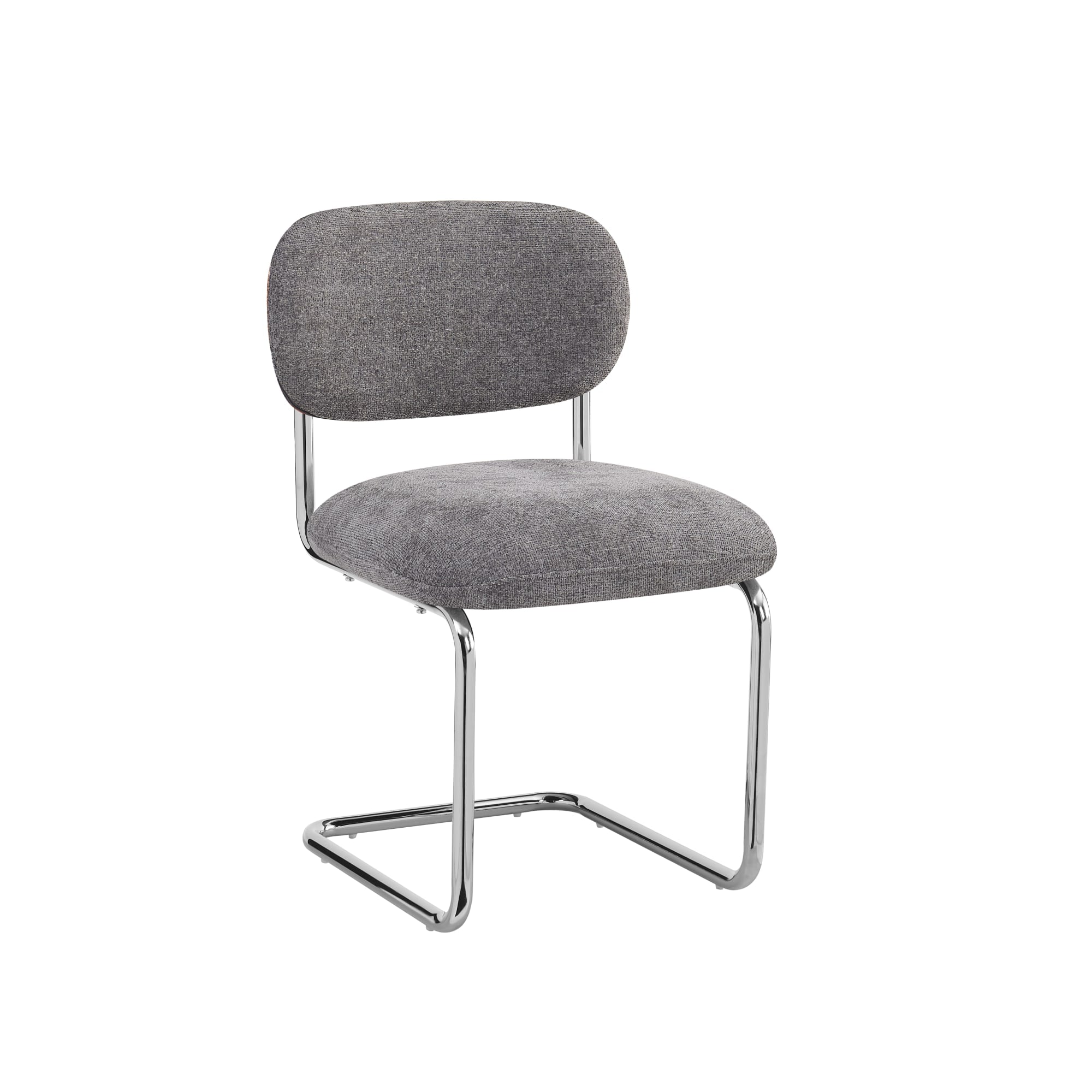 CHAISE ARC TISSU MARBELLA ANTHRACITE PIED CHROME