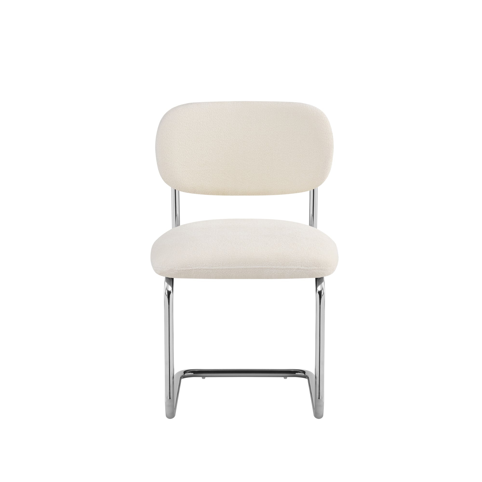 CHAISE ARC TISSU MARBELLA BEIGE PIED CHROME