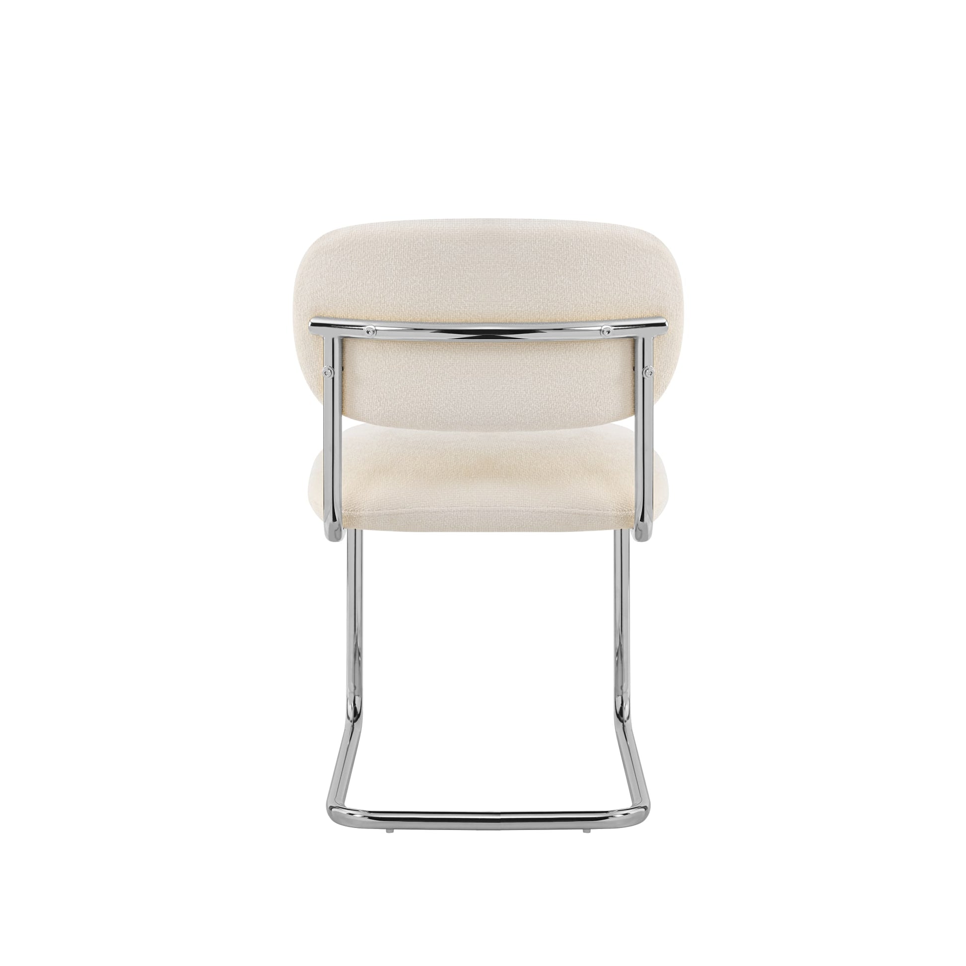 CHAISE ARC TISSU MARBELLA BEIGE PIED CHROME