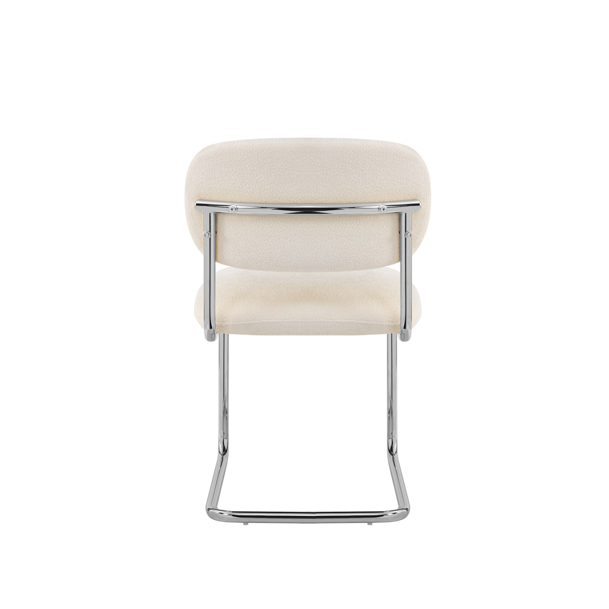 CHAISE ARC TISSU MARBELLA BEIGE PIED CHROME