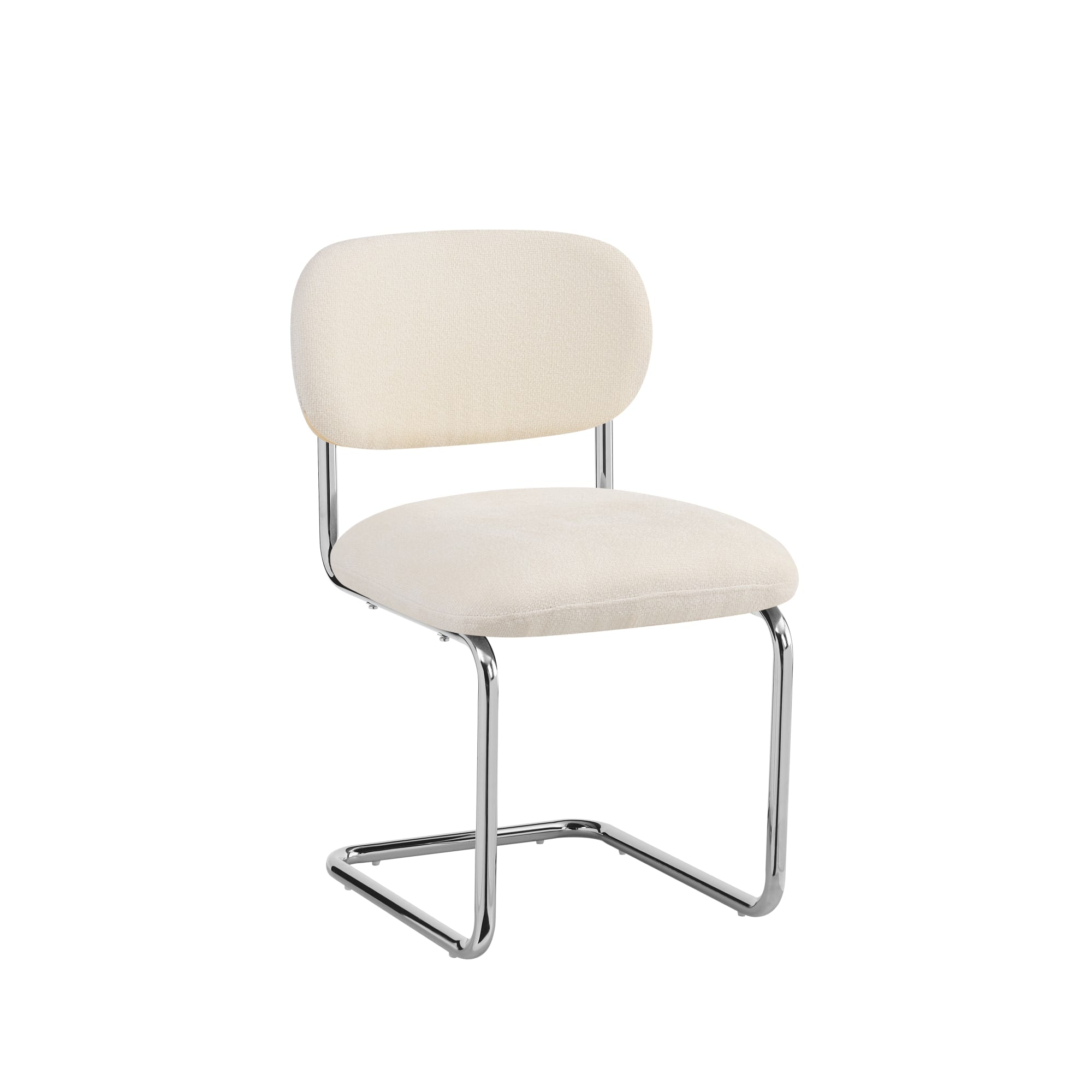 CHAISE ARC TISSU MARBELLA BEIGE PIED CHROME