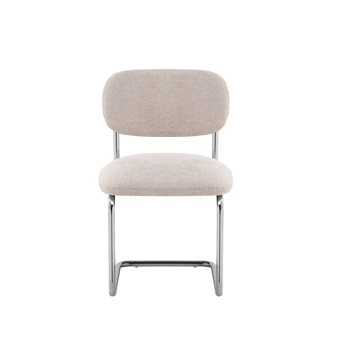 CHAISE ARC TISSU MARRON GLACE PIED CHROME