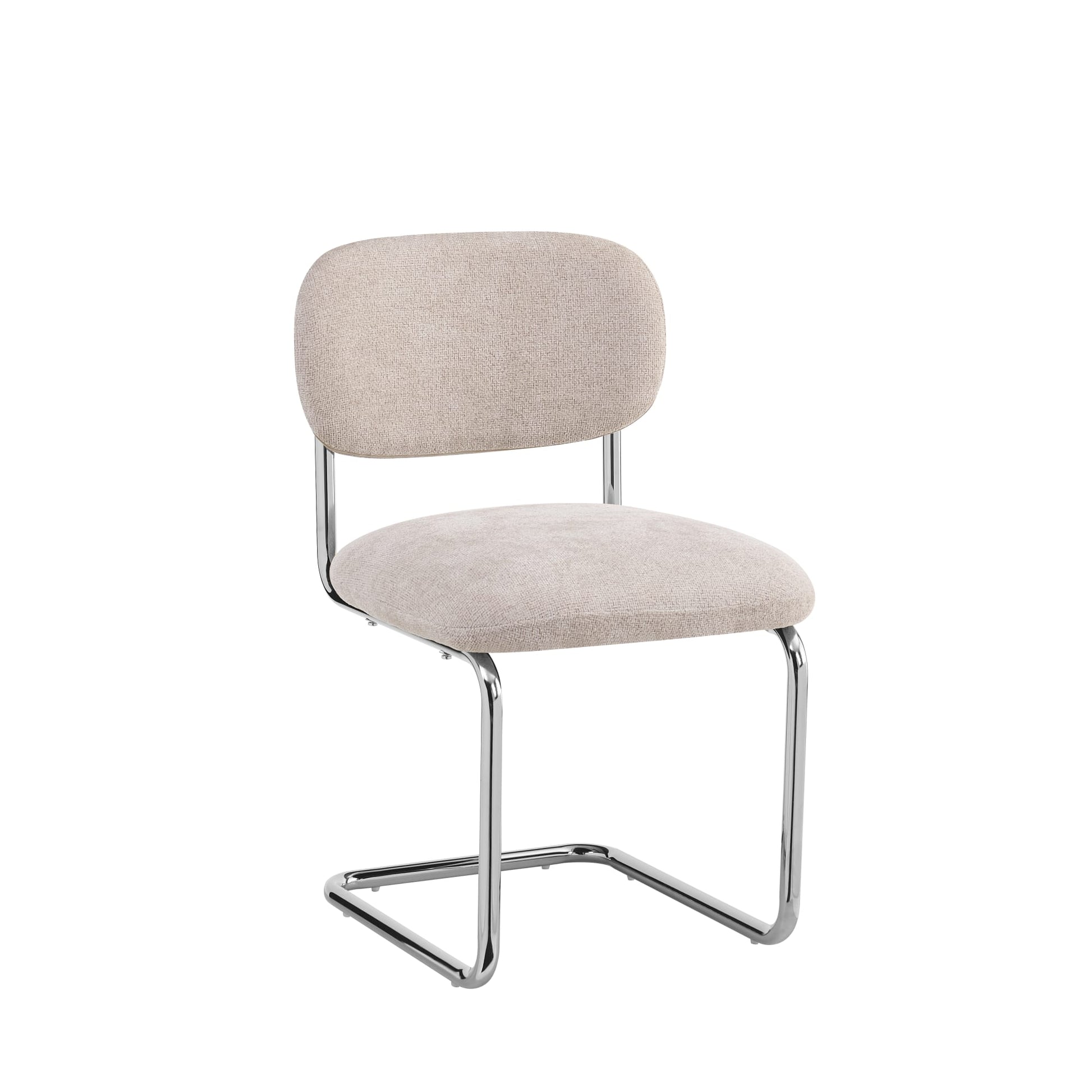 CHAISE ARC TISSU MARRON GLACE PIED CHROME