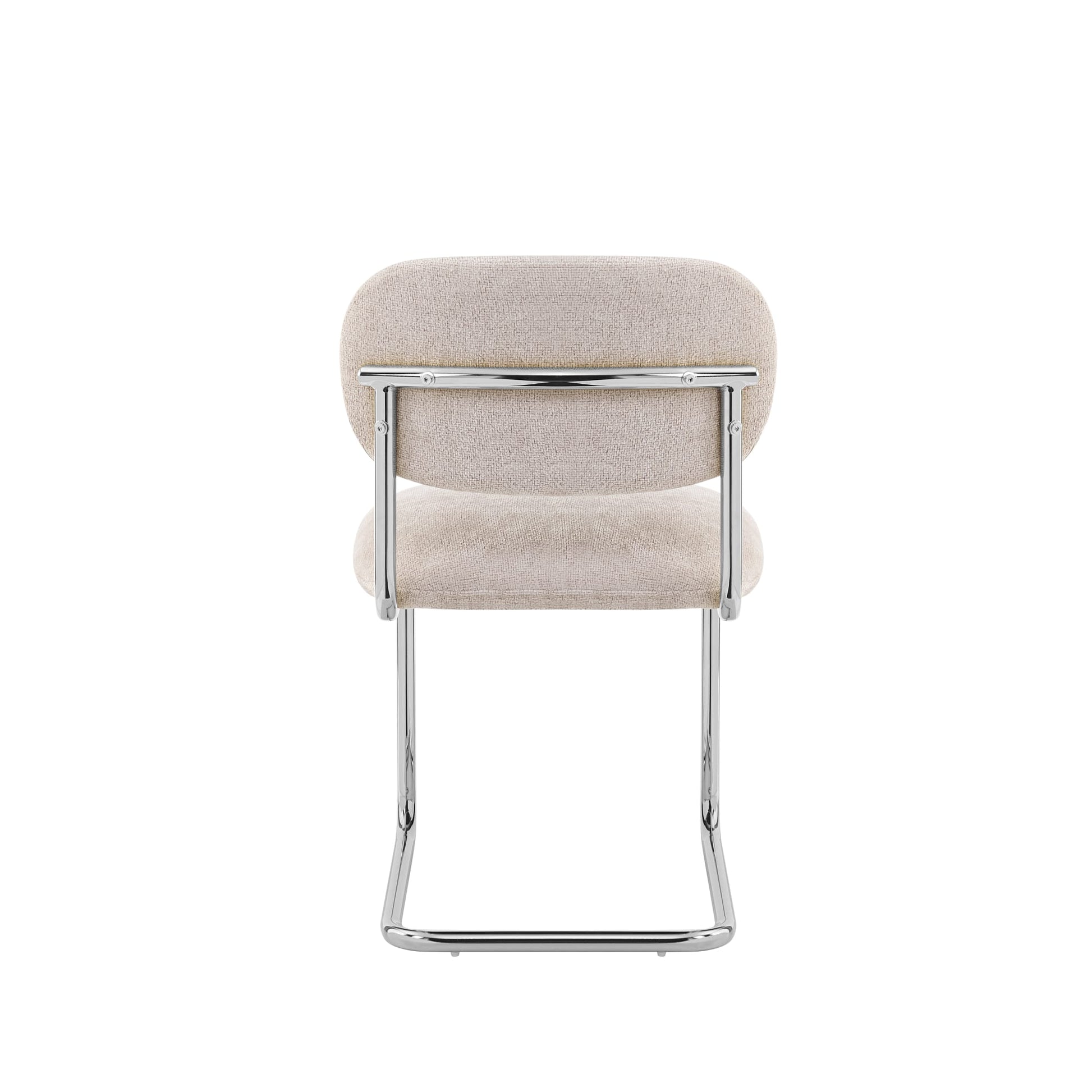 CHAISE ARC TISSU MARRON GLACE PIED CHROME