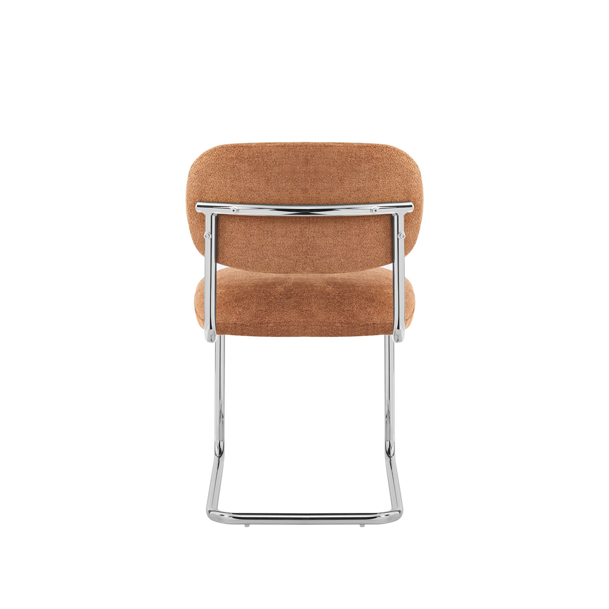 CHAISE ARC TISSU MARBELLA TERRACOTTA PIED CHROME