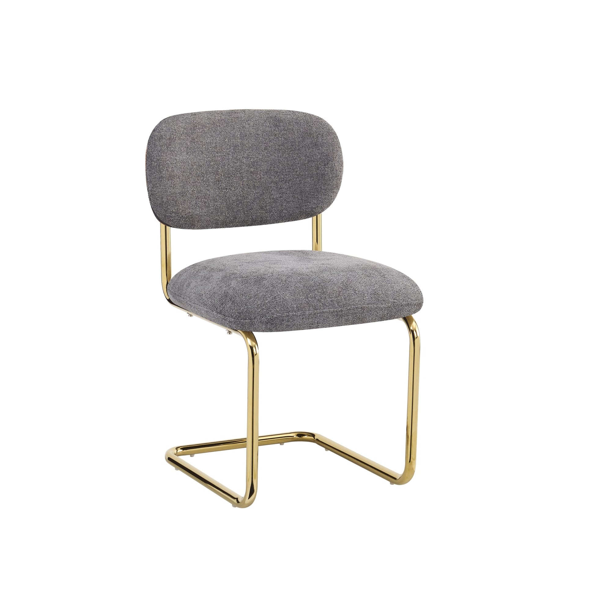 CHAISE ARC TISSU MARBELLA ANTHRACITE PIED GOLD