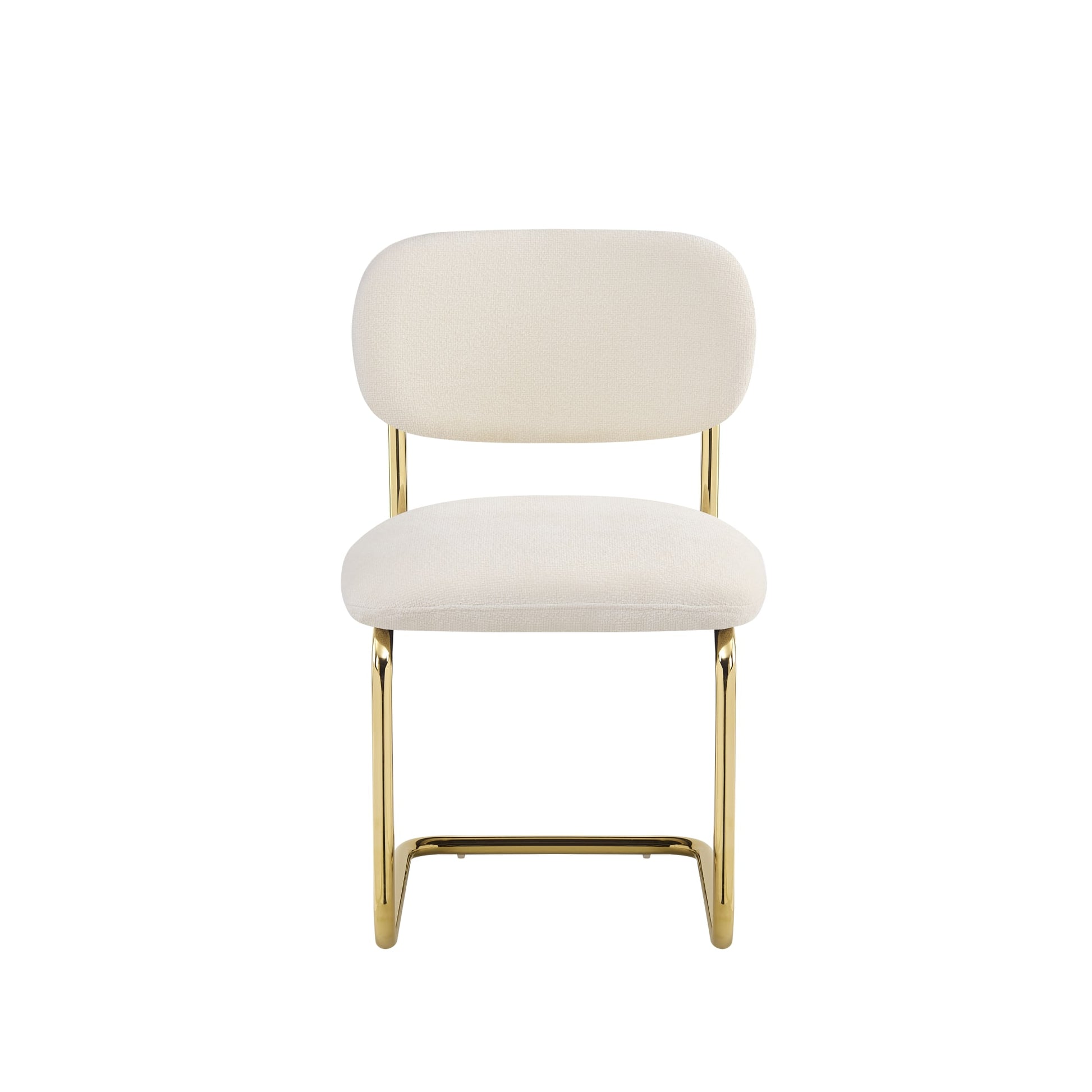CHAISE ARC TISSU MARBELLA BEIGE PIED GOLD