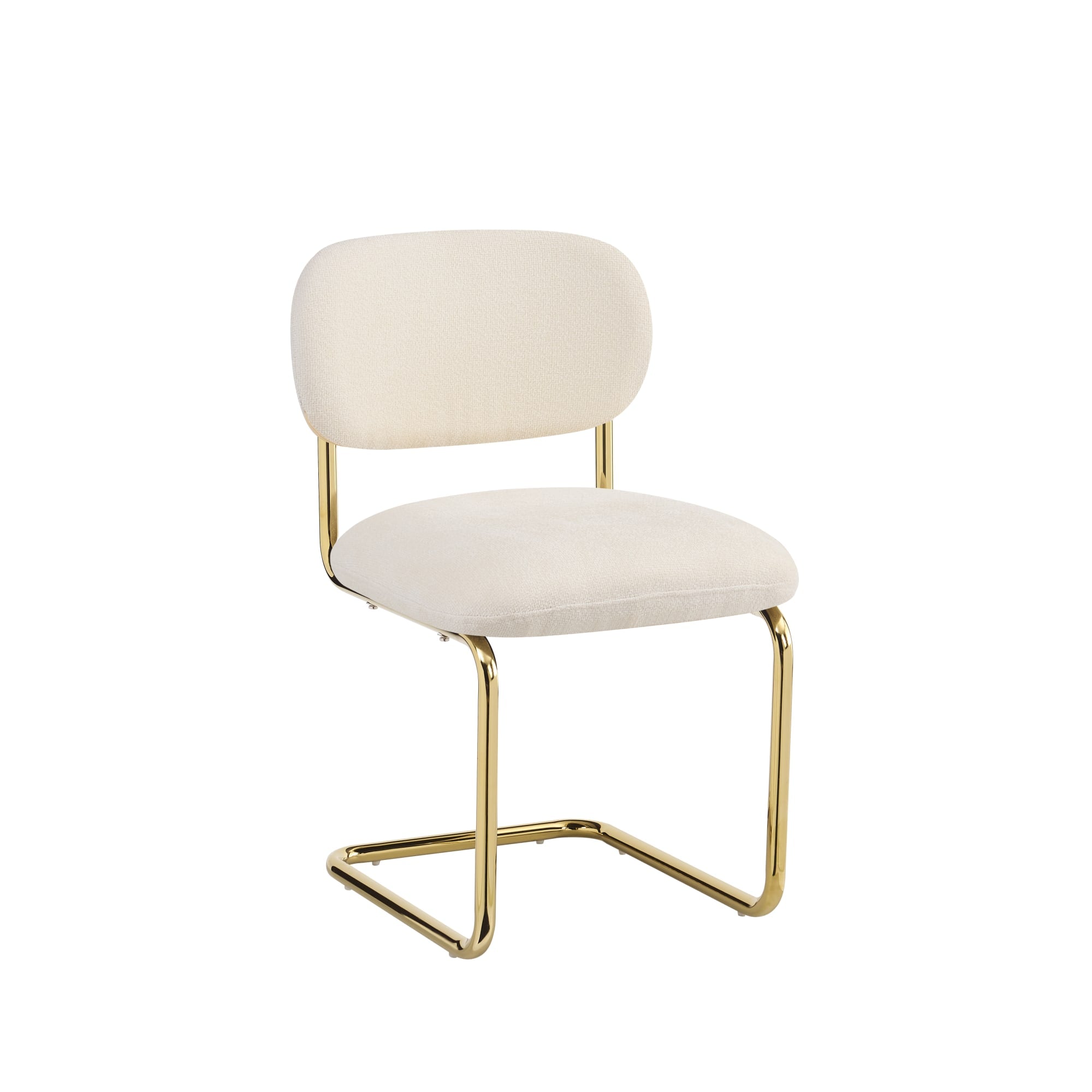 CHAISE ARC TISSU MARBELLA BEIGE PIED GOLD