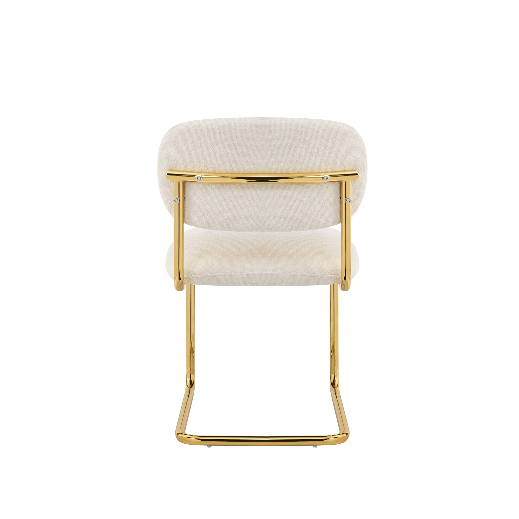 CHAISE ARC TISSU MARBELLA BEIGE PIED GOLD