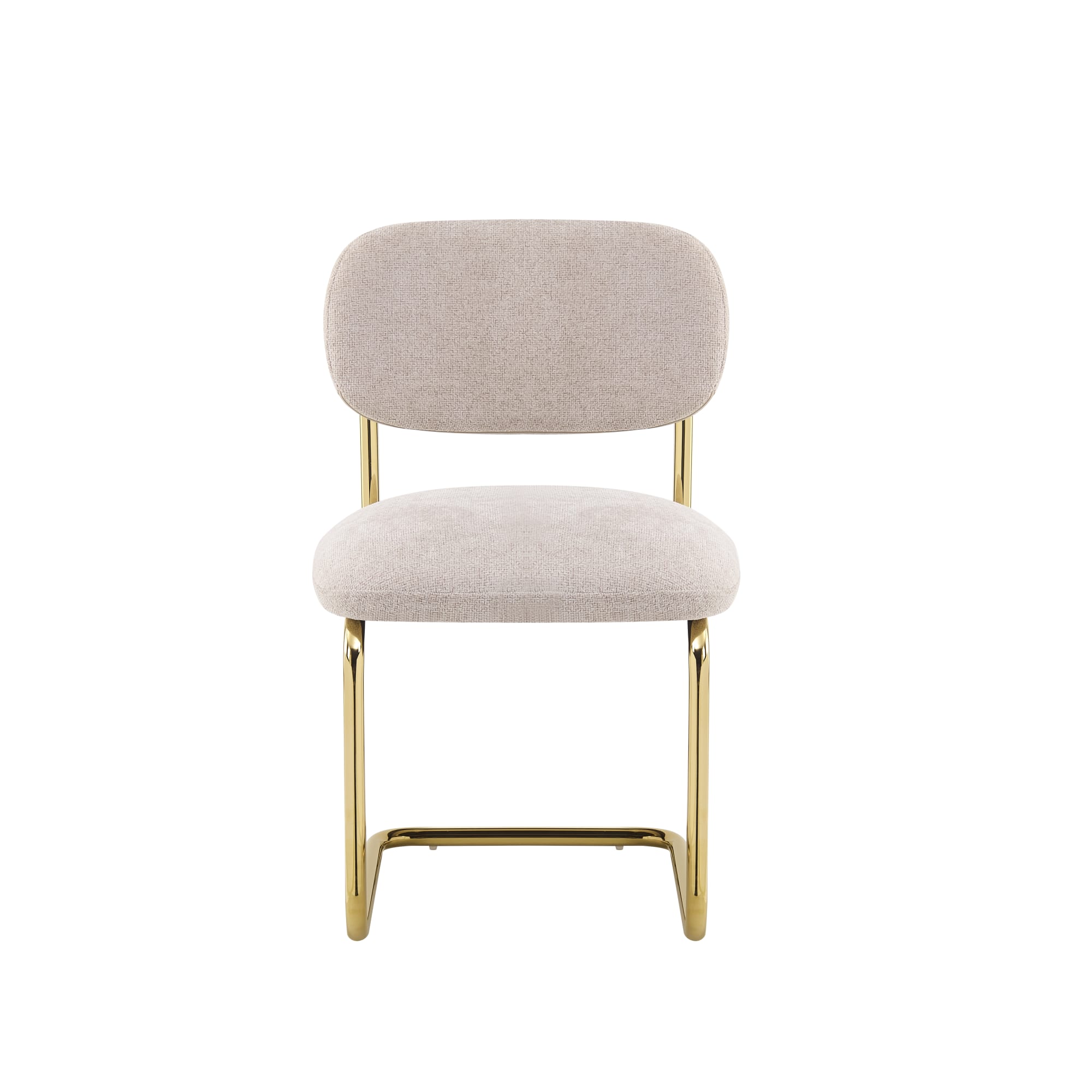 CHAISE ARC TISSU MARRON GLACE PIED GOLD