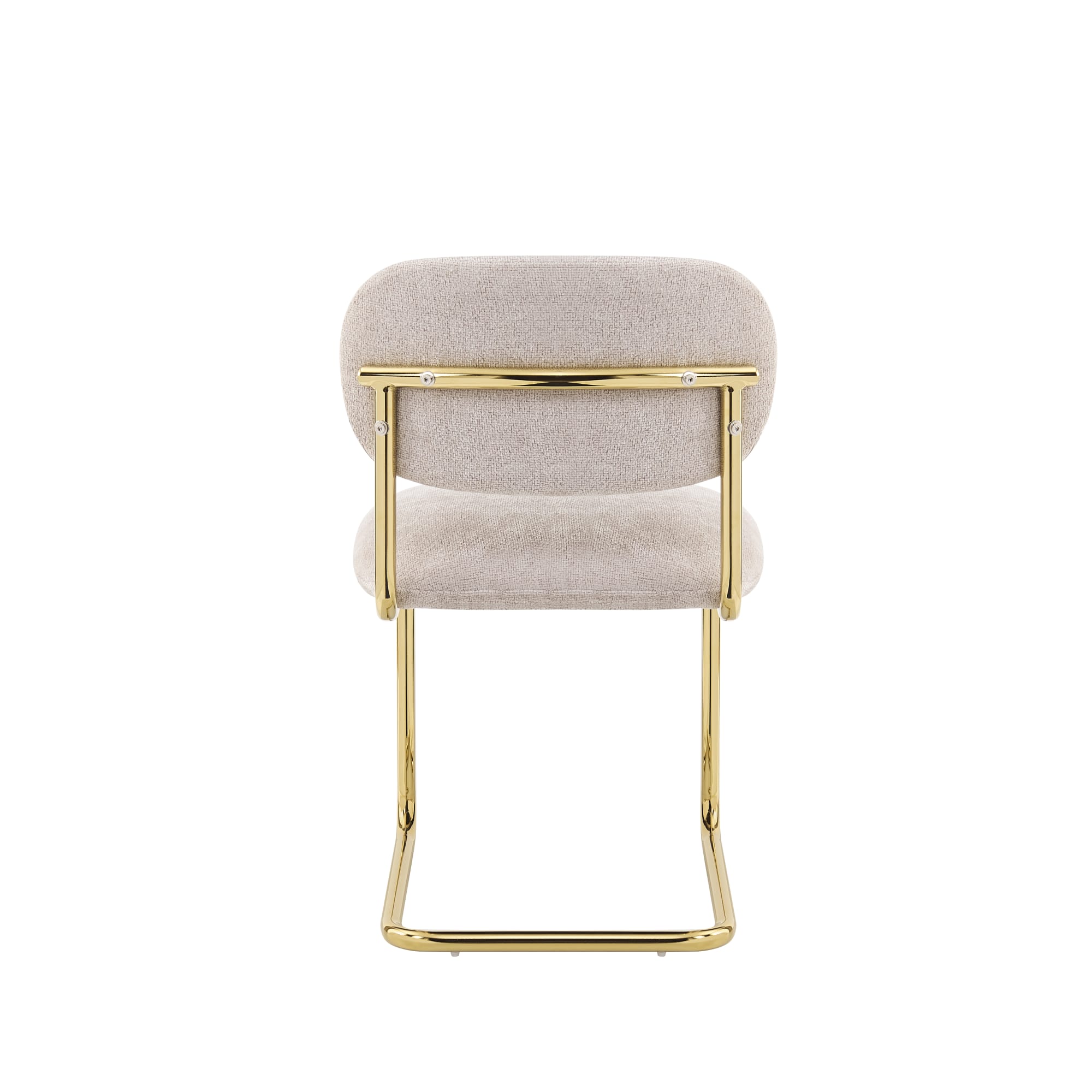 CHAISE ARC TISSU MARRON GLACE PIED GOLD