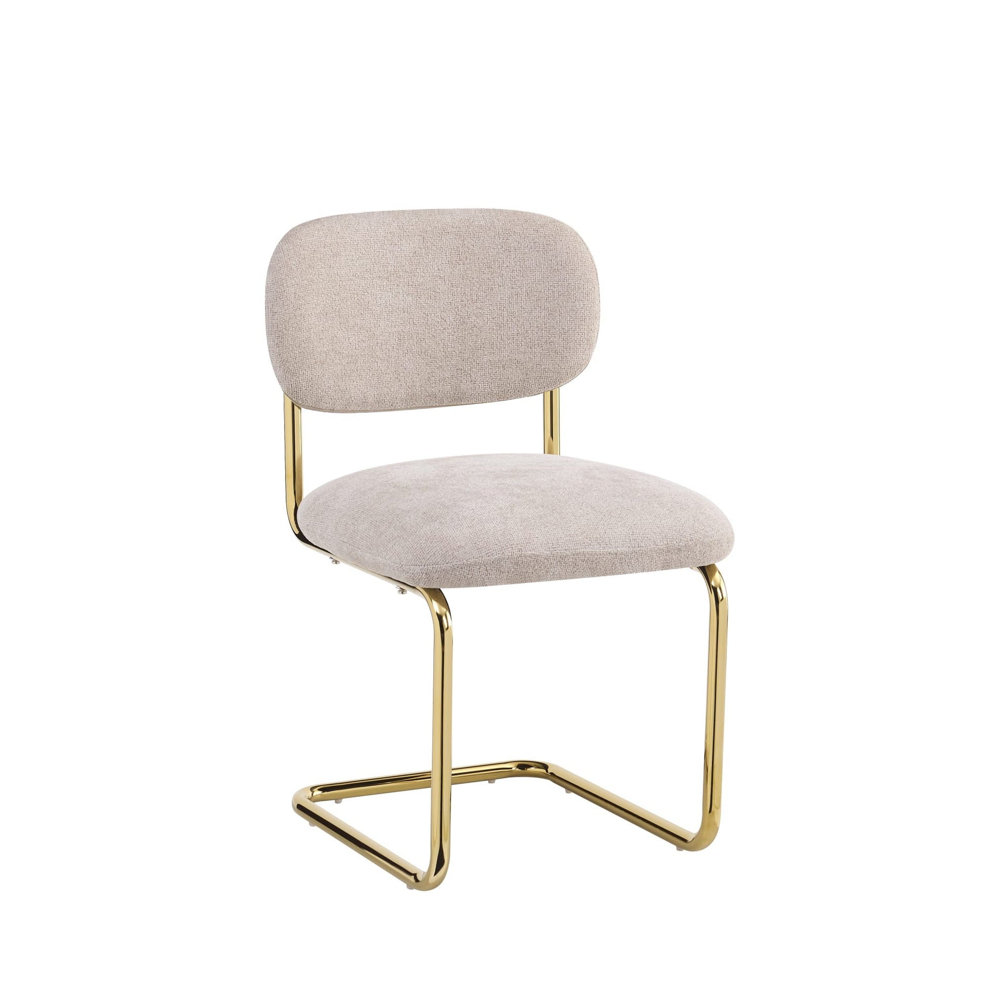 CHAISE ARC TISSU MARRON GLACE PIED GOLD