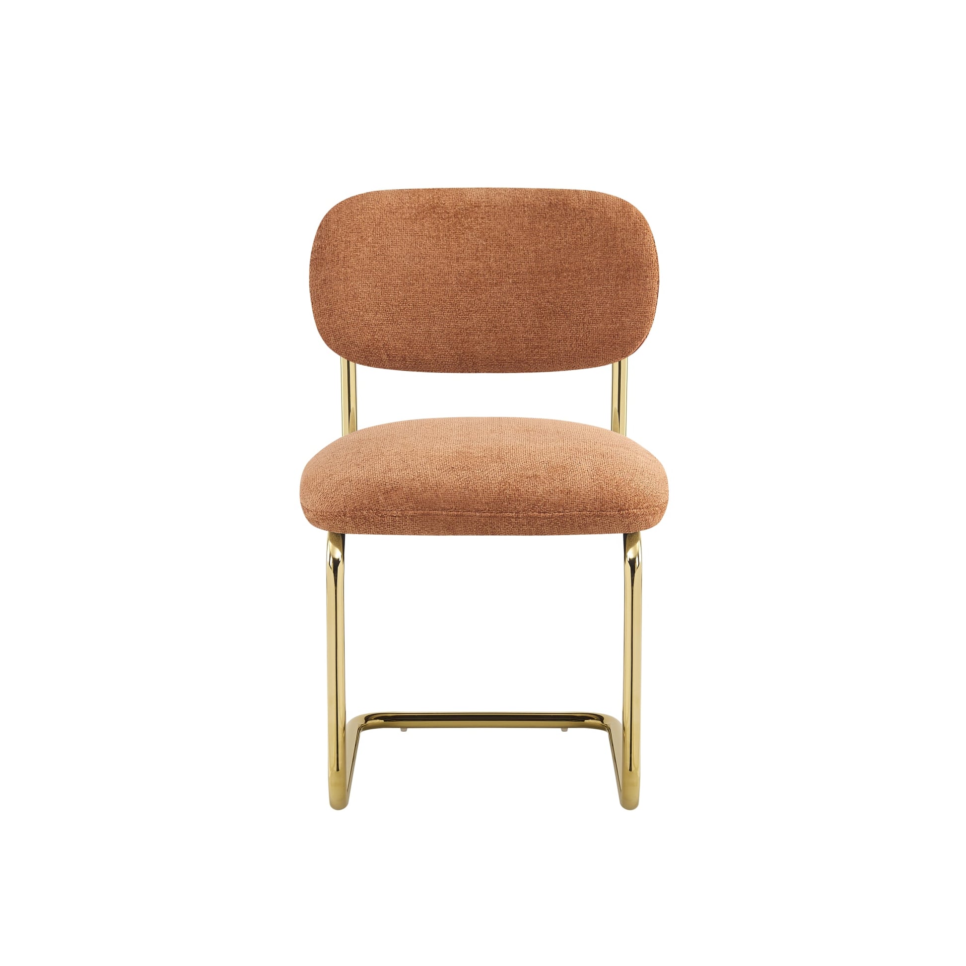 CHAISE ARC TISSU MARBELLA TERRACOTTA PIED GOLD