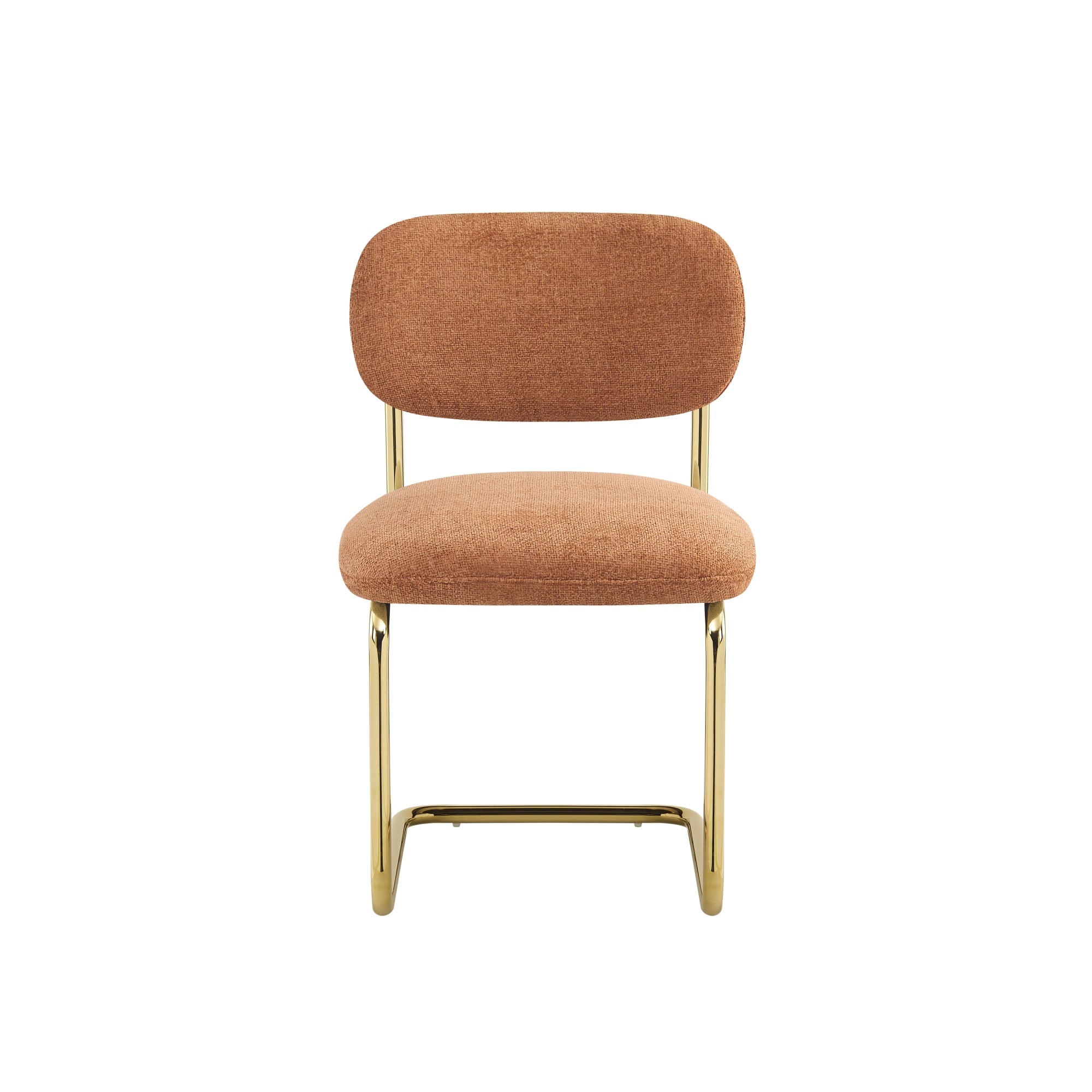 CHAISE ARC TISSU MARBELLA TERRACOTTA PIED GOLD