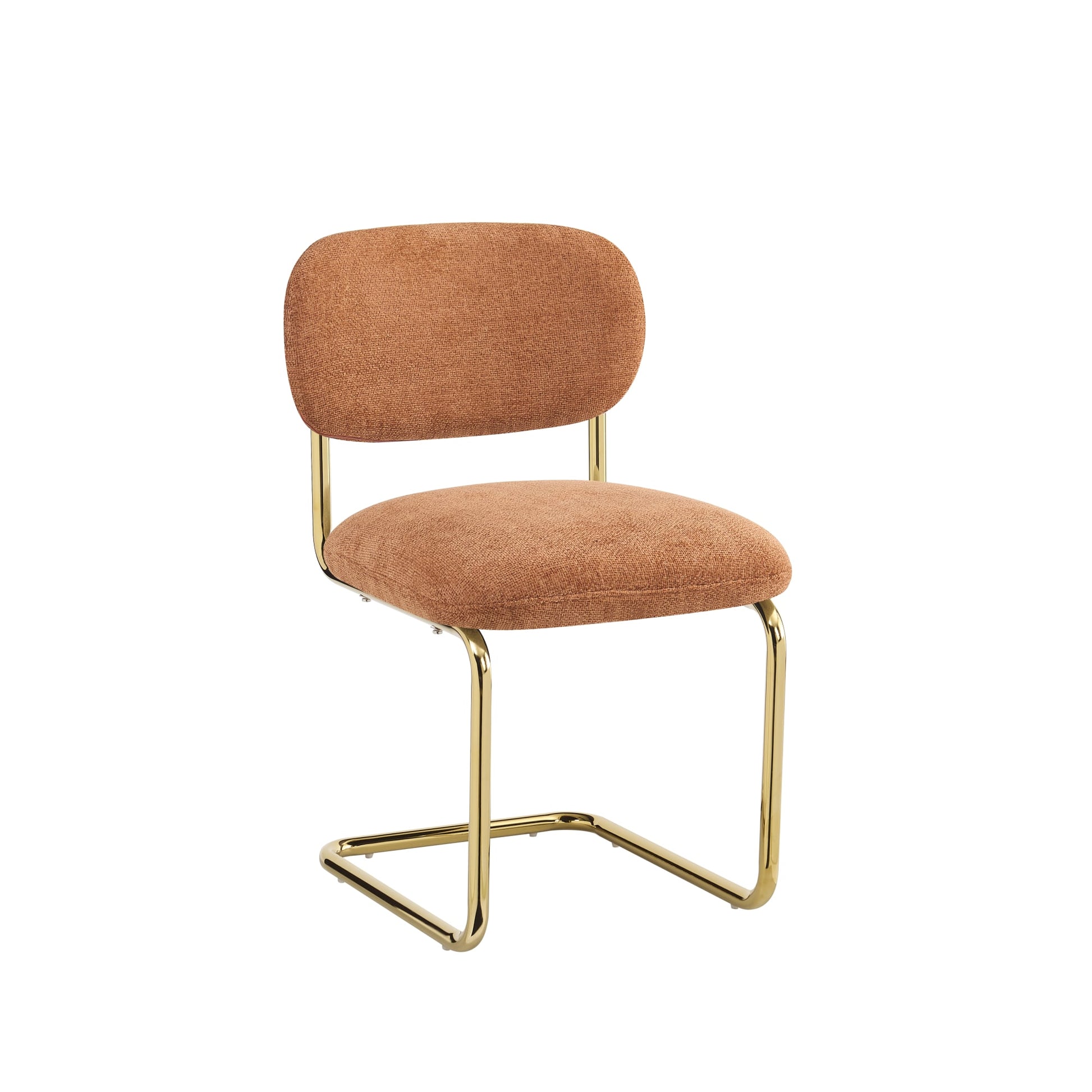 CHAISE ARC TISSU MARBELLA TERRACOTTA PIED GOLD