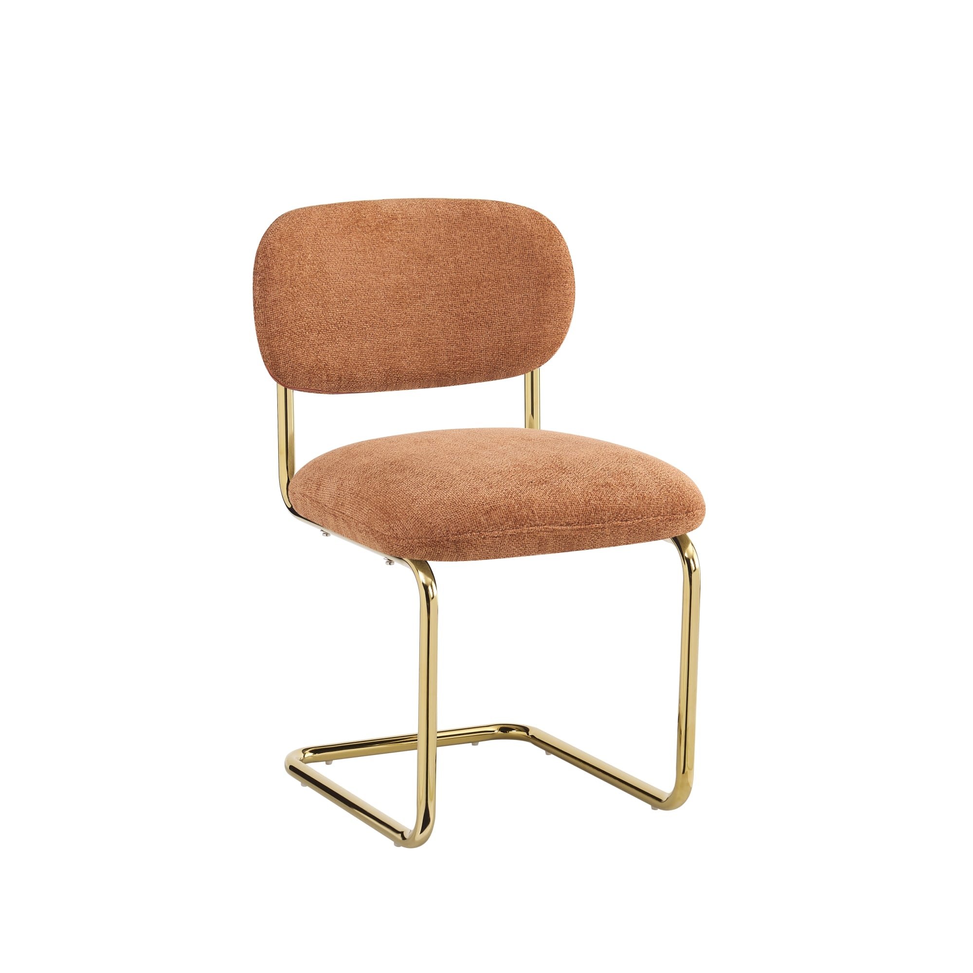 CHAISE ARC TISSU MARBELLA TERRACOTTA PIED GOLD