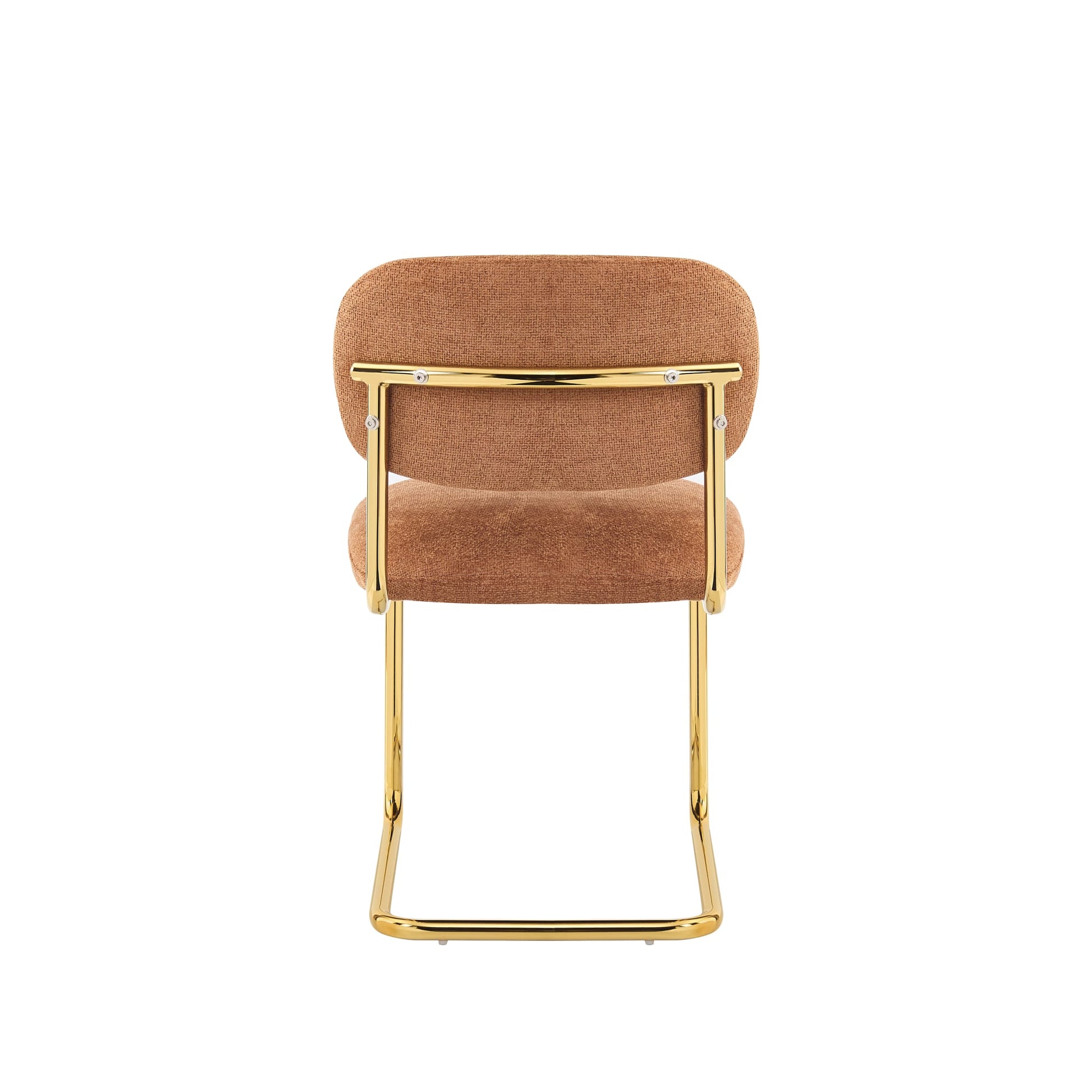 CHAISE ARC TISSU MARBELLA TERRACOTTA PIED GOLD