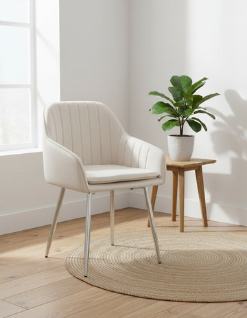 Lot 2 Chaises Salle à Manger Velours Beige Pieds Chrome 45x46x82cm – PAMS