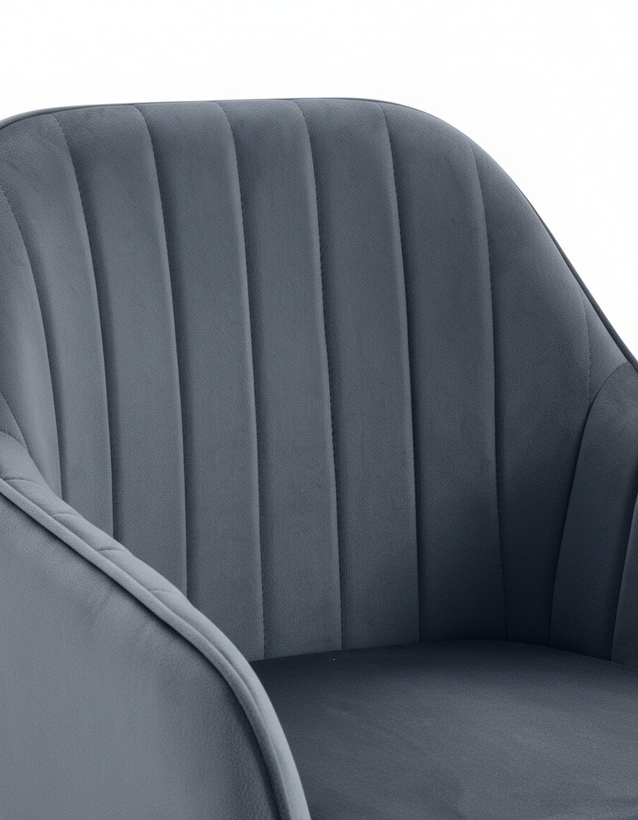 CHAISE PAMS PIED CHROME VELOURS ANTHRACITE