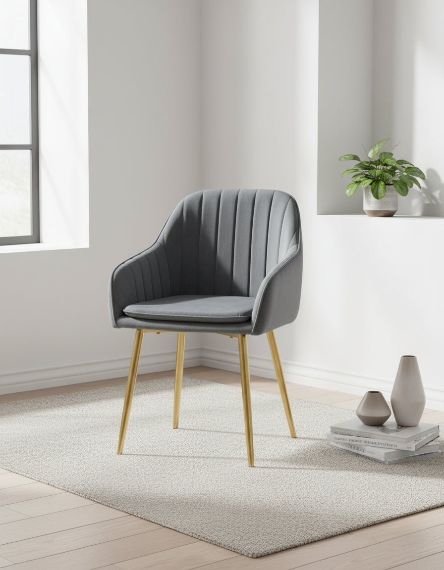 Lot 2 Chaises Salle à Manger Velours Anthracite Pieds Gold 45x46x82cm – PAMS