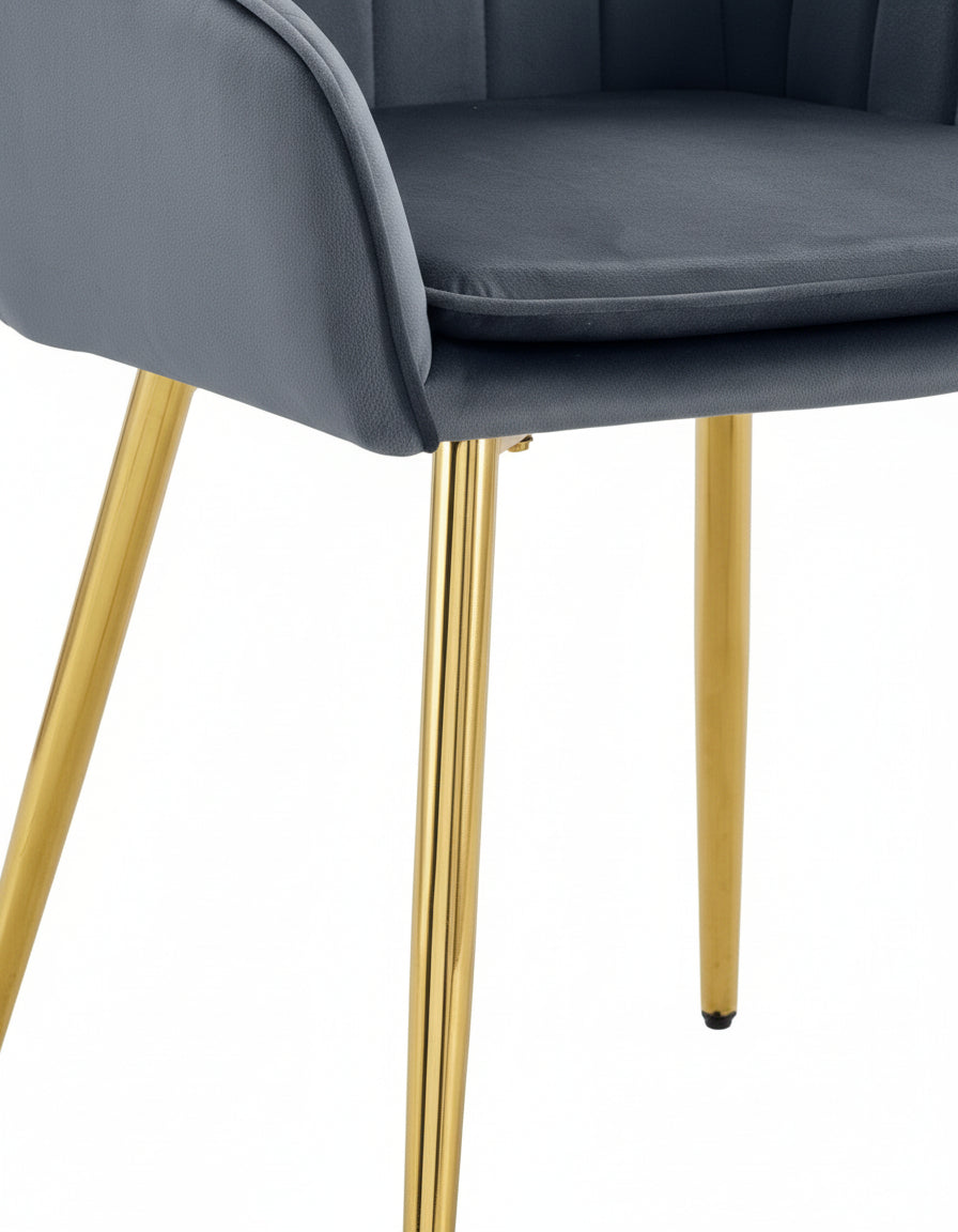 CHAISE PAMS PIED GOLD VELOURS ANTHRACITE
