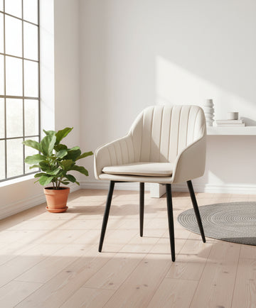 Lot 2 Chaises Salle à Manger Velours Beige Pieds Noir 45x46x82cm – PAMS